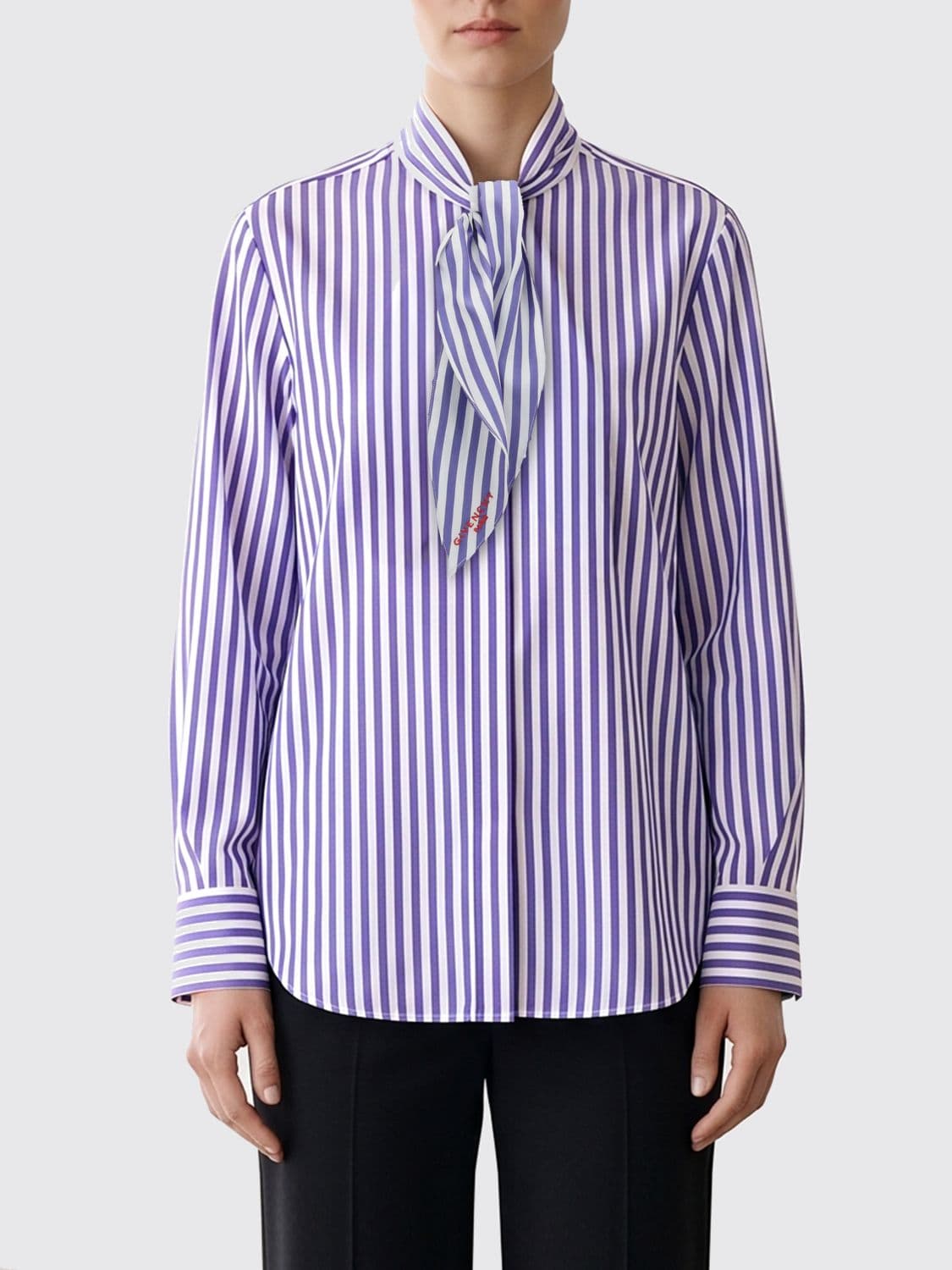 Givenchy Striped Pure Silk Shirt with Pussy-Bow Collar