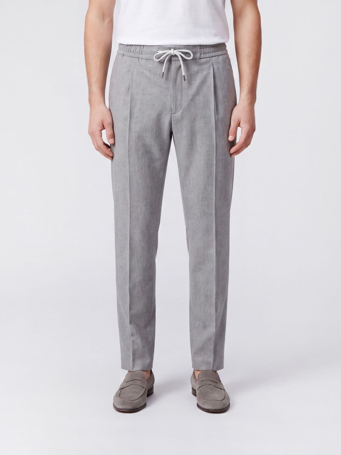 Pt Torino Slim Fit Wool Jogging Trousers with Drawstring Waist