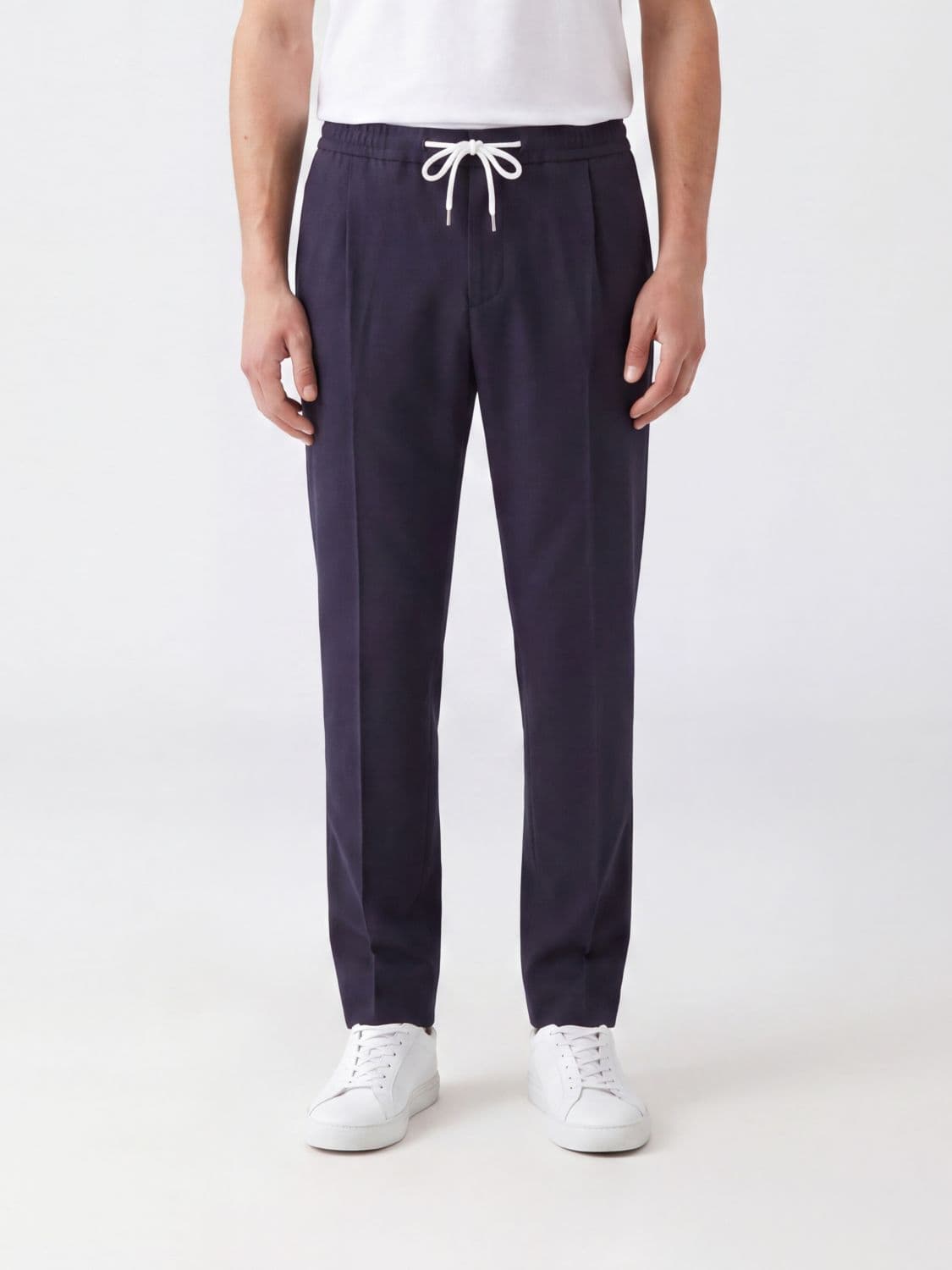 Pt Torino Slim Fit Wool Jogging Trousers with Drawstring Waist