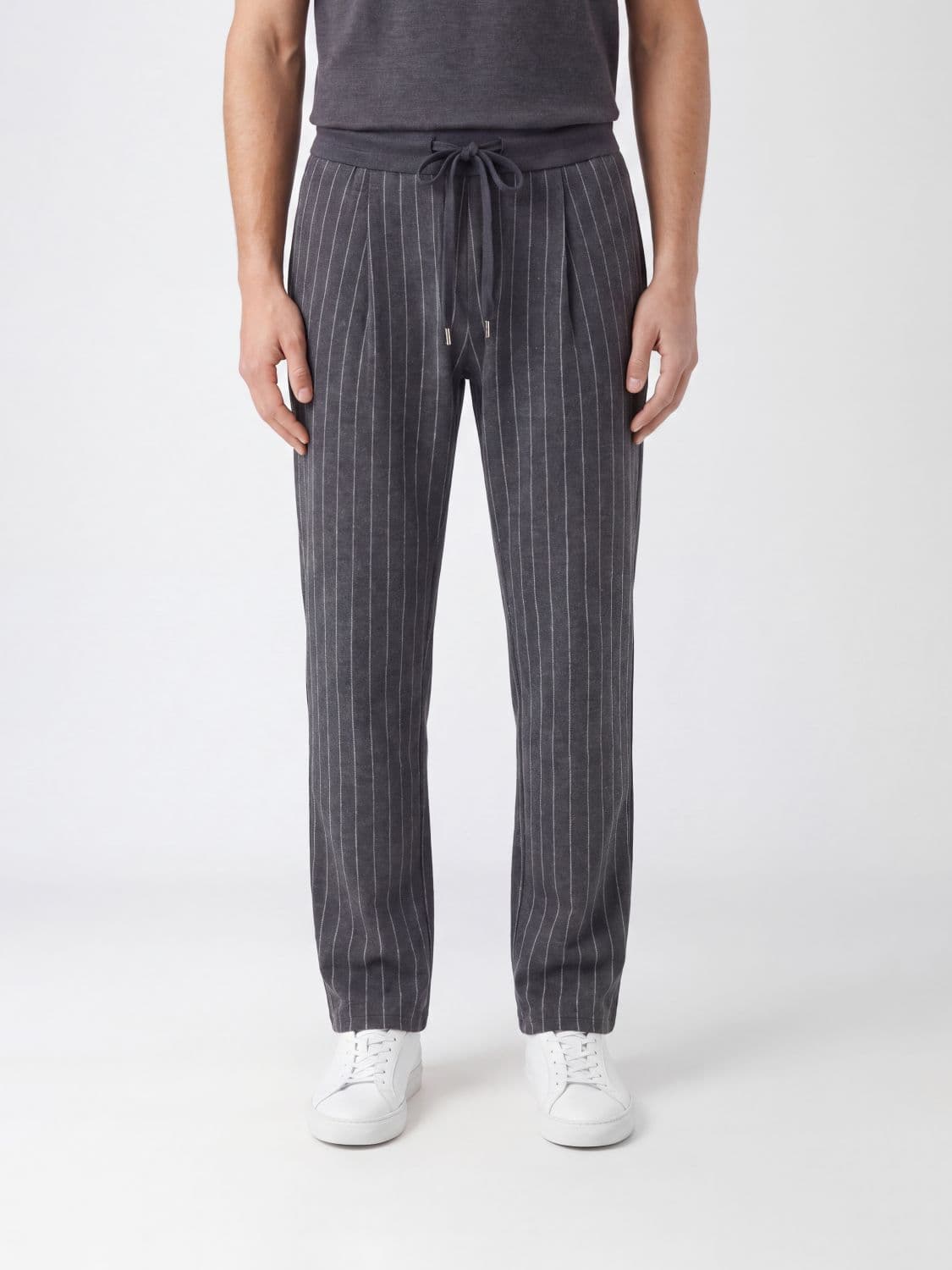 Herno Slim Fit Pinstriped Cotton-Blend Jogging Trousers with Drawstring