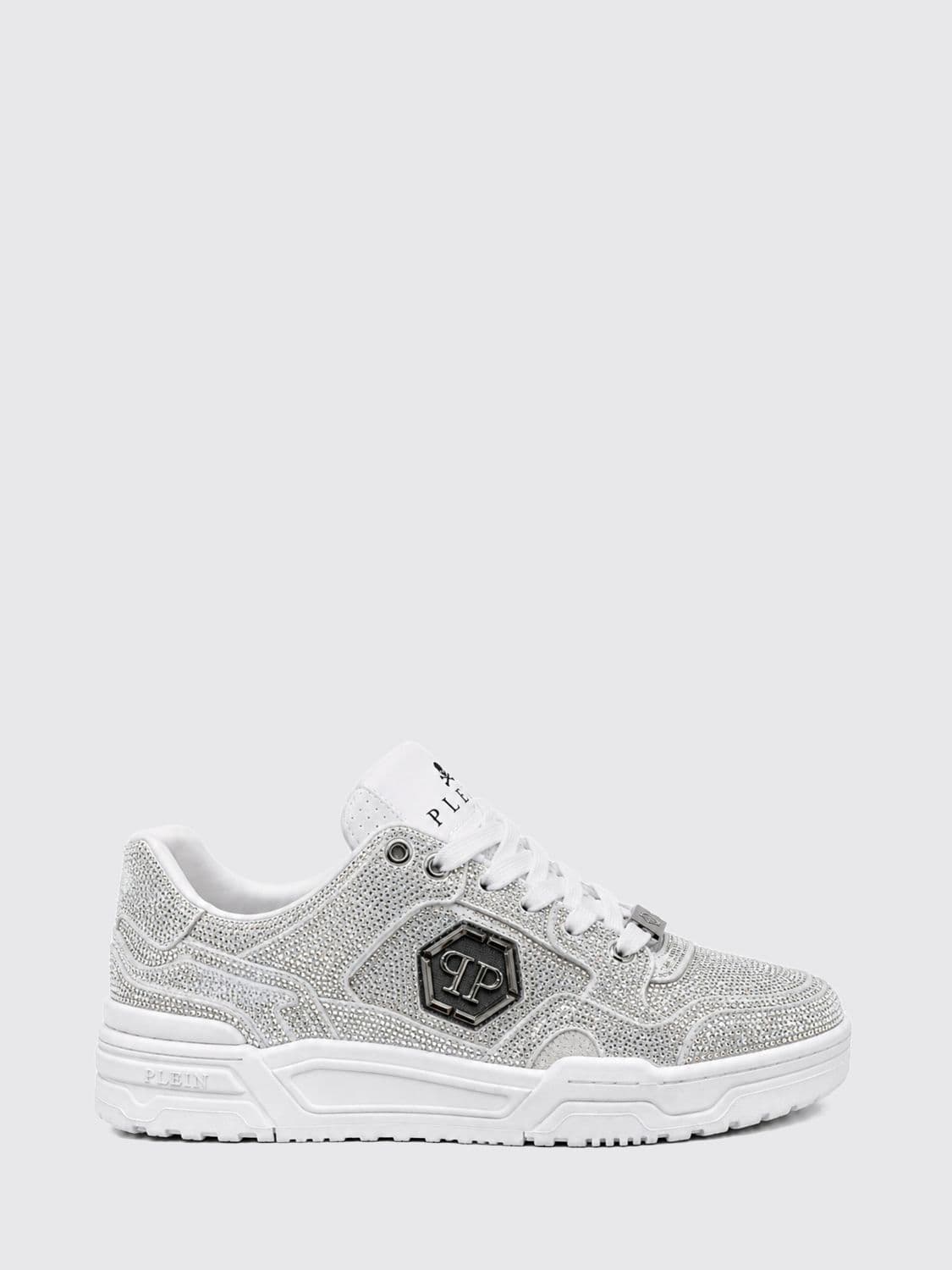 Philipp Plein Predator V2 Leather Trainers with Crystals and Hexagon Logo