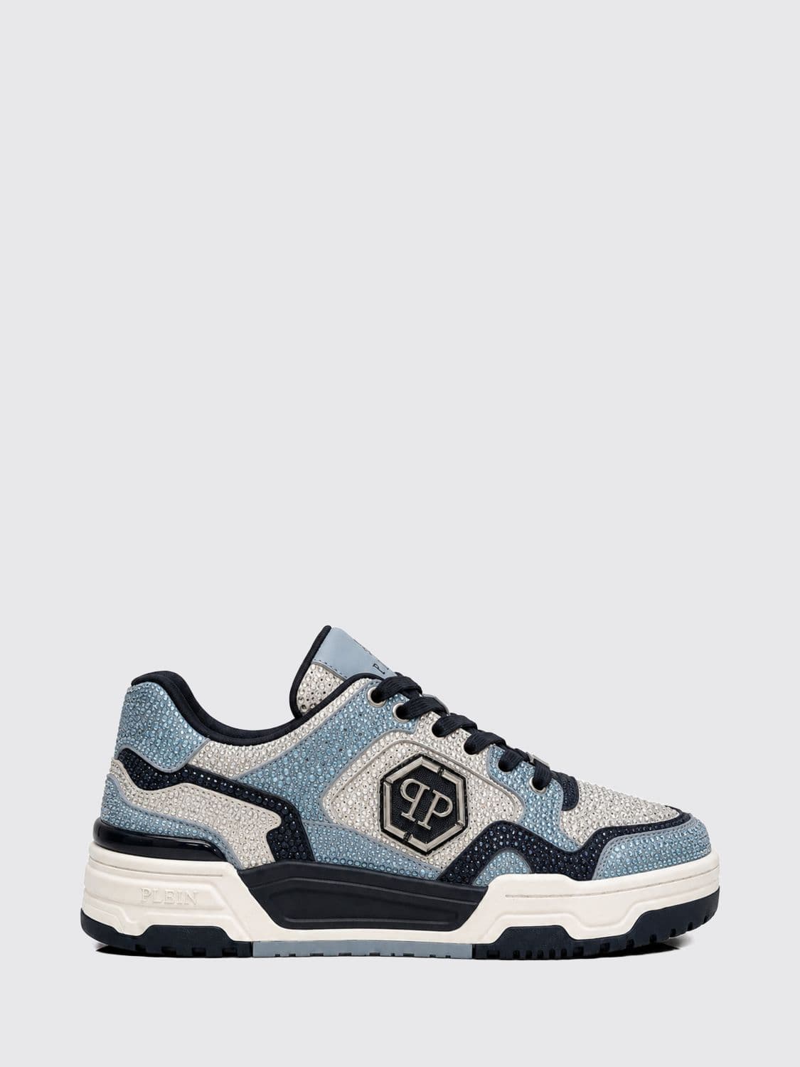 Philipp Plein Predator V2 Leather Trainers with Crystals and Hexagon Logo