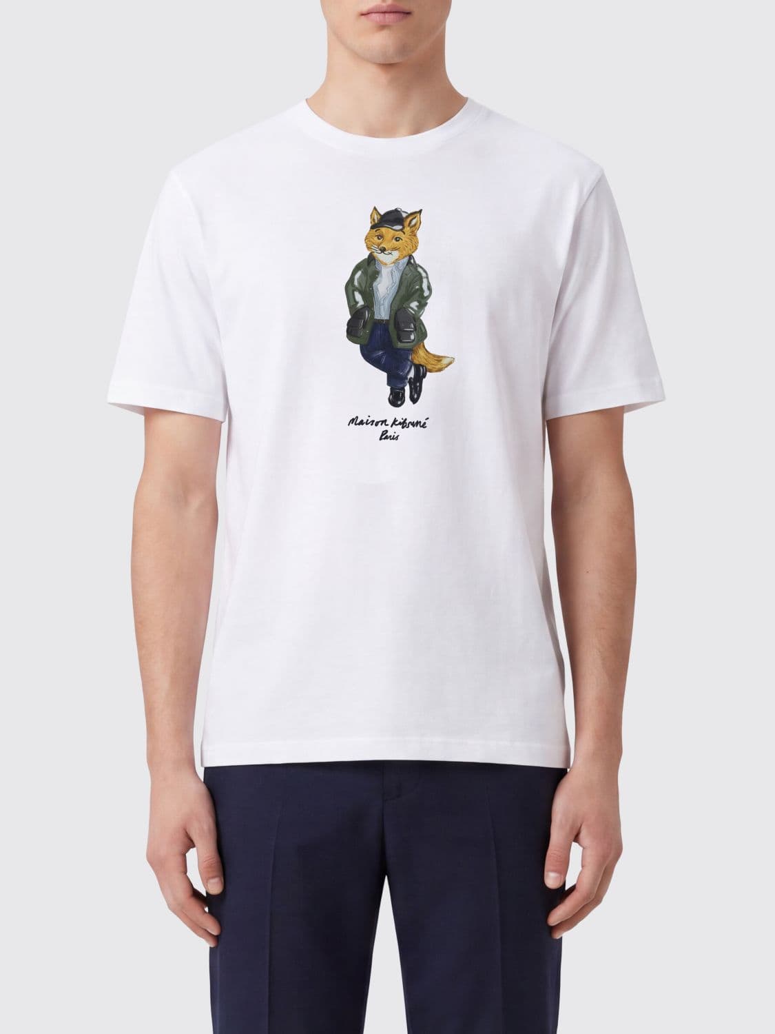 Maison Kitsuné Cotton T-shirt with Contrasting Graphic Print