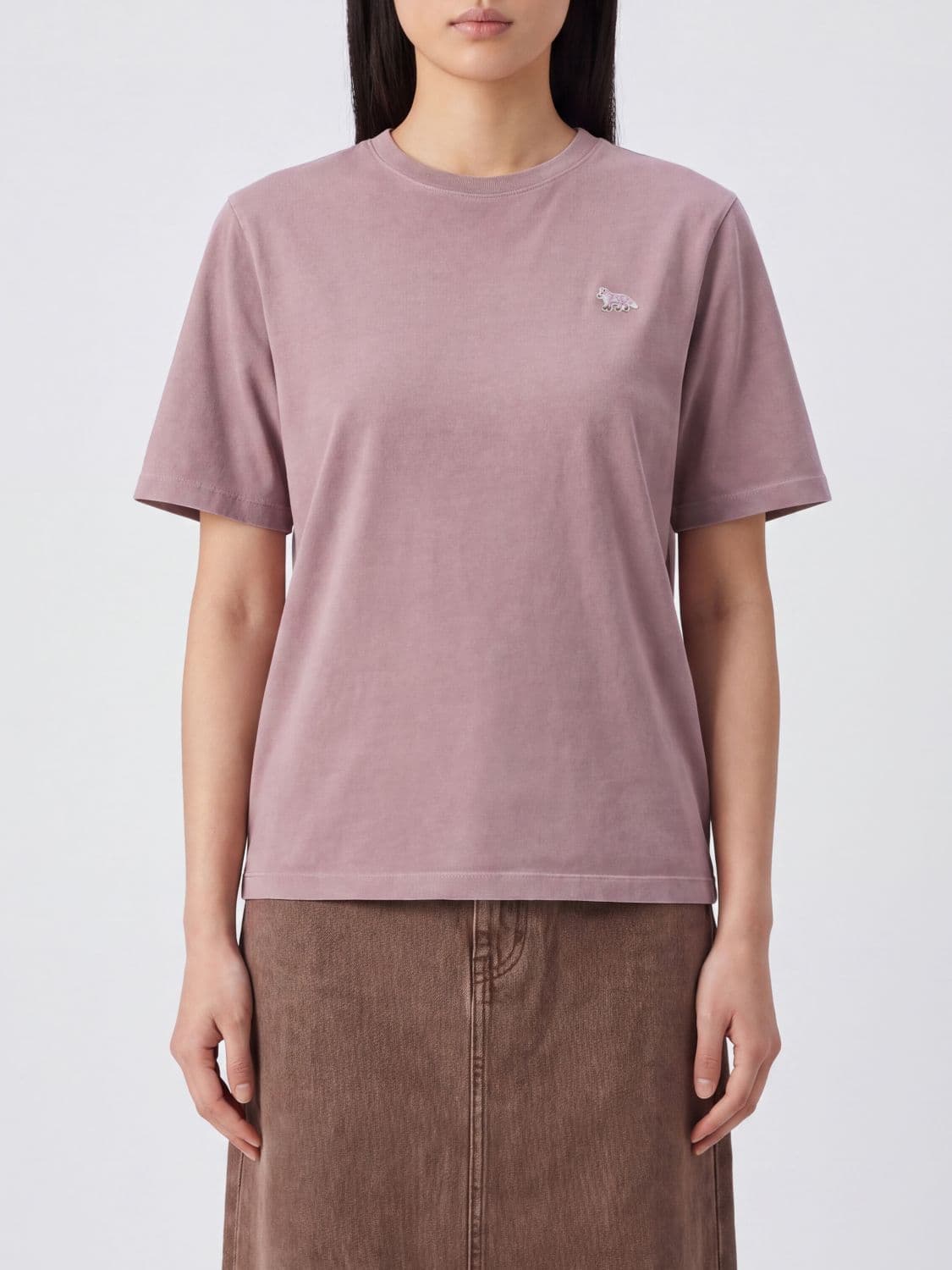 Maison Kitsuné Short-Sleeved Cotton T-shirt with Embroidered Logo