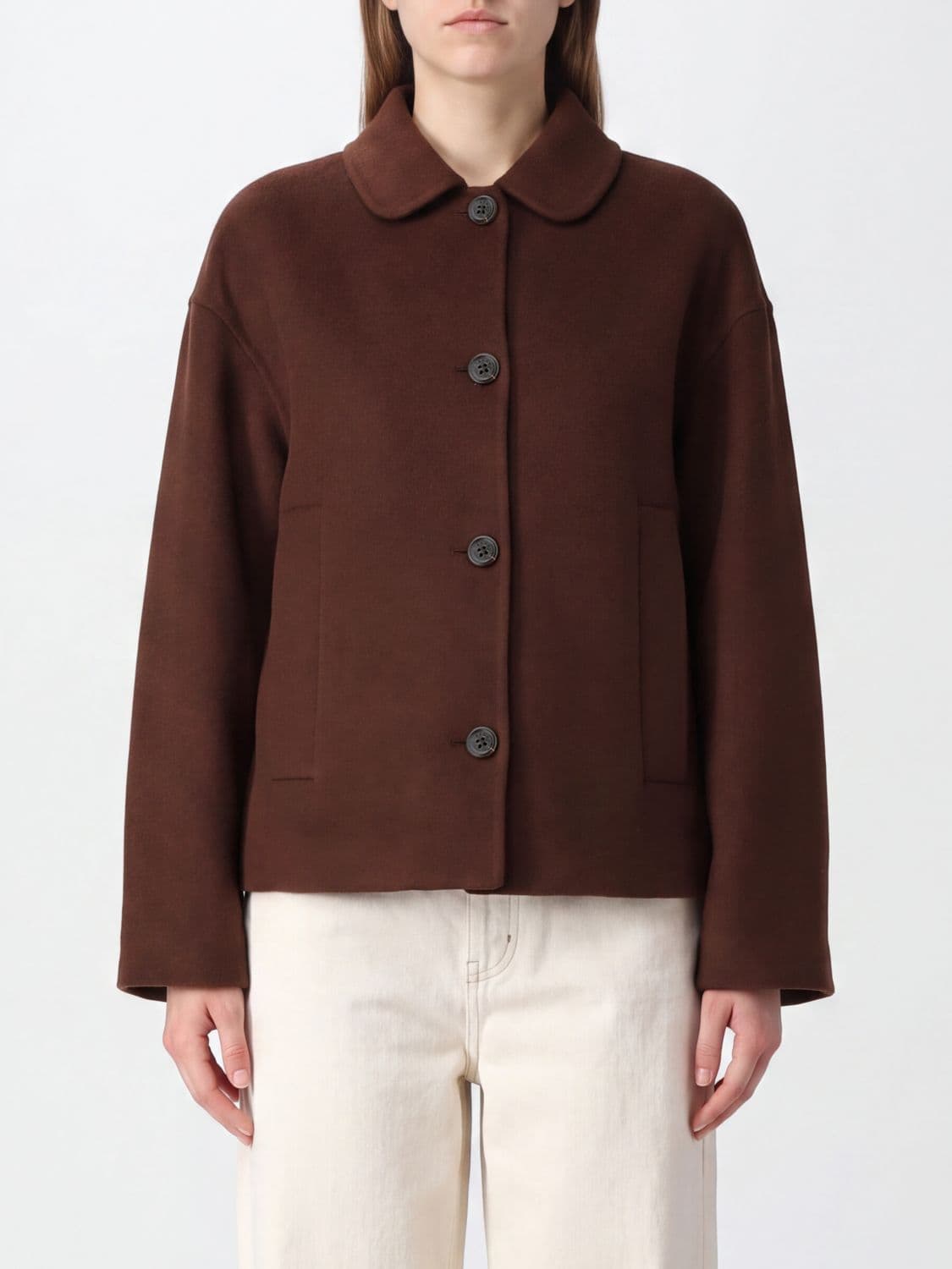 Marni Single-Breasted Short Wool Coat with Classic Collar