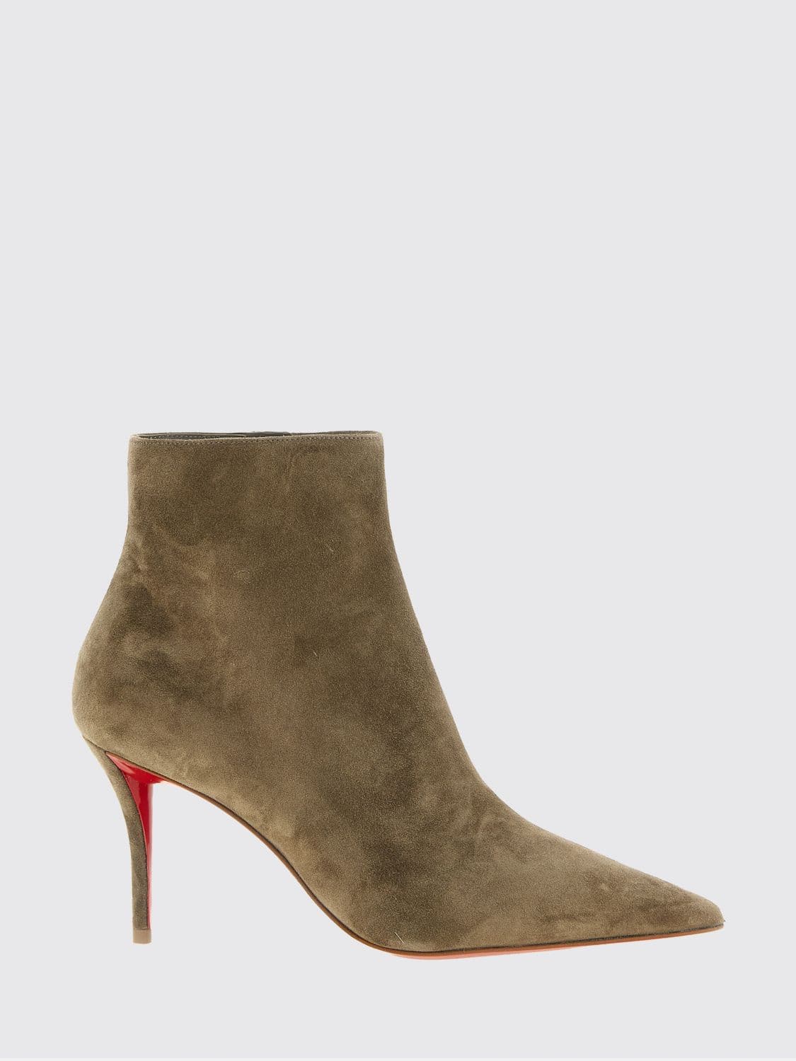 Christian Louboutin Miss Z Suede Ankle Boots with Stiletto Heel and Zip
