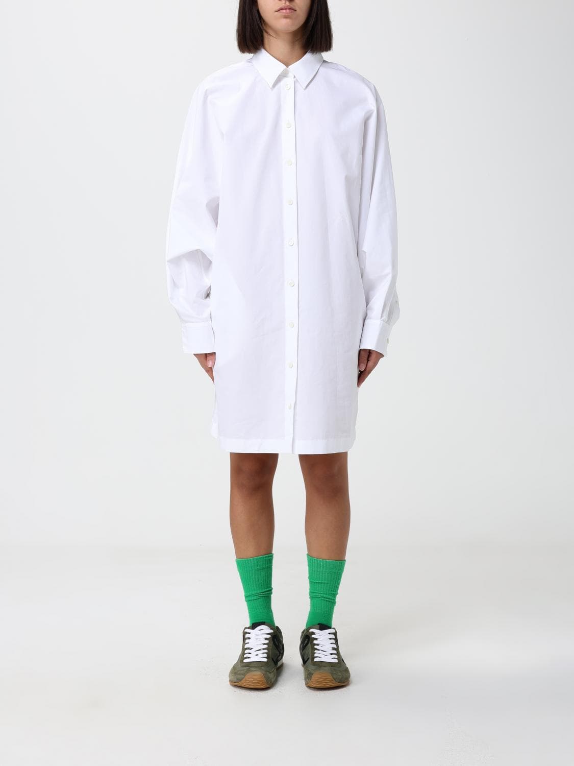 Loewe Cotton Mini Shirt Dress with Dropped Shoulders