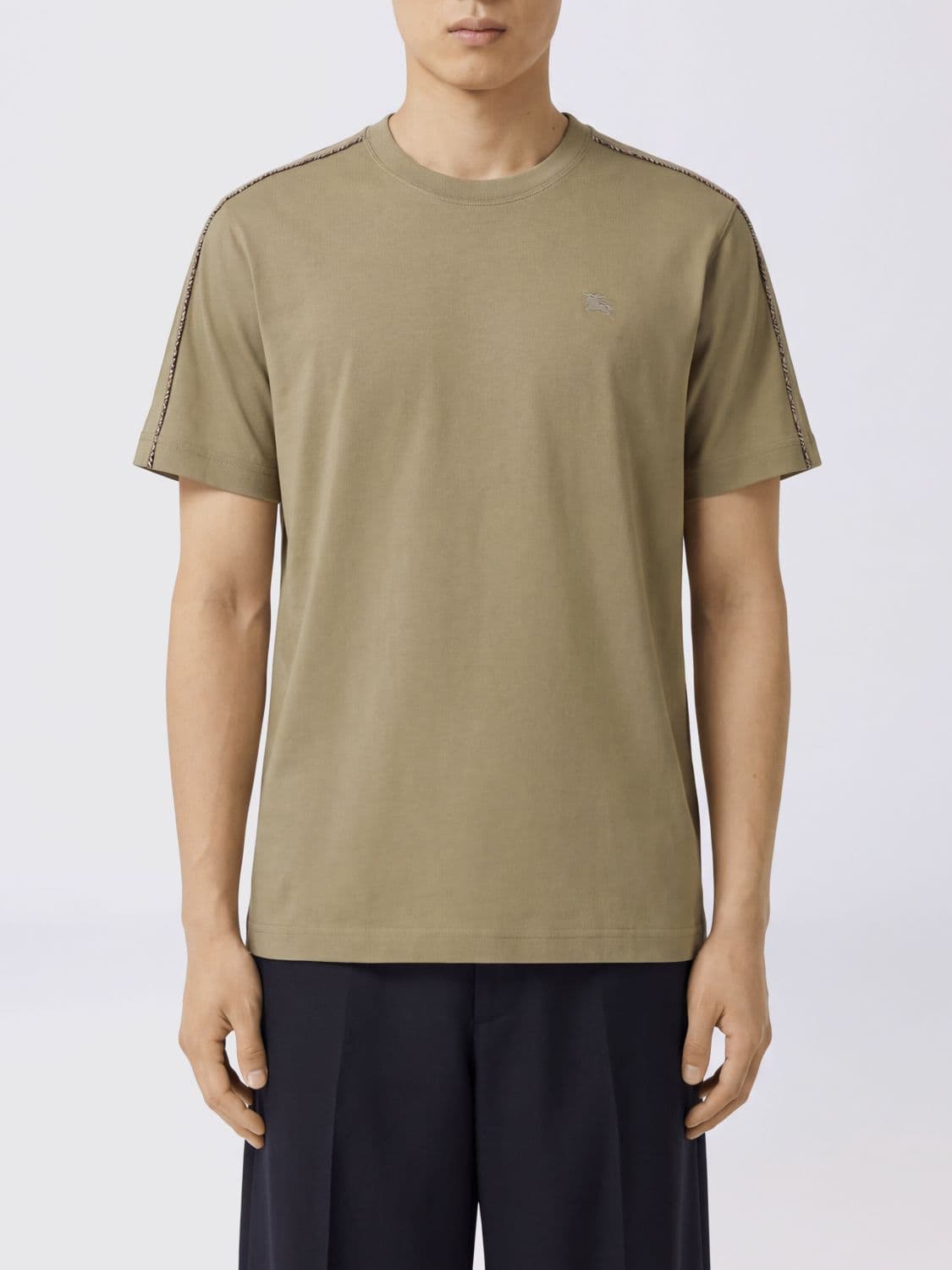 Burberry Crewneck Cotton T-shirt with Tone-on-Tone Embroidered EKD Logo