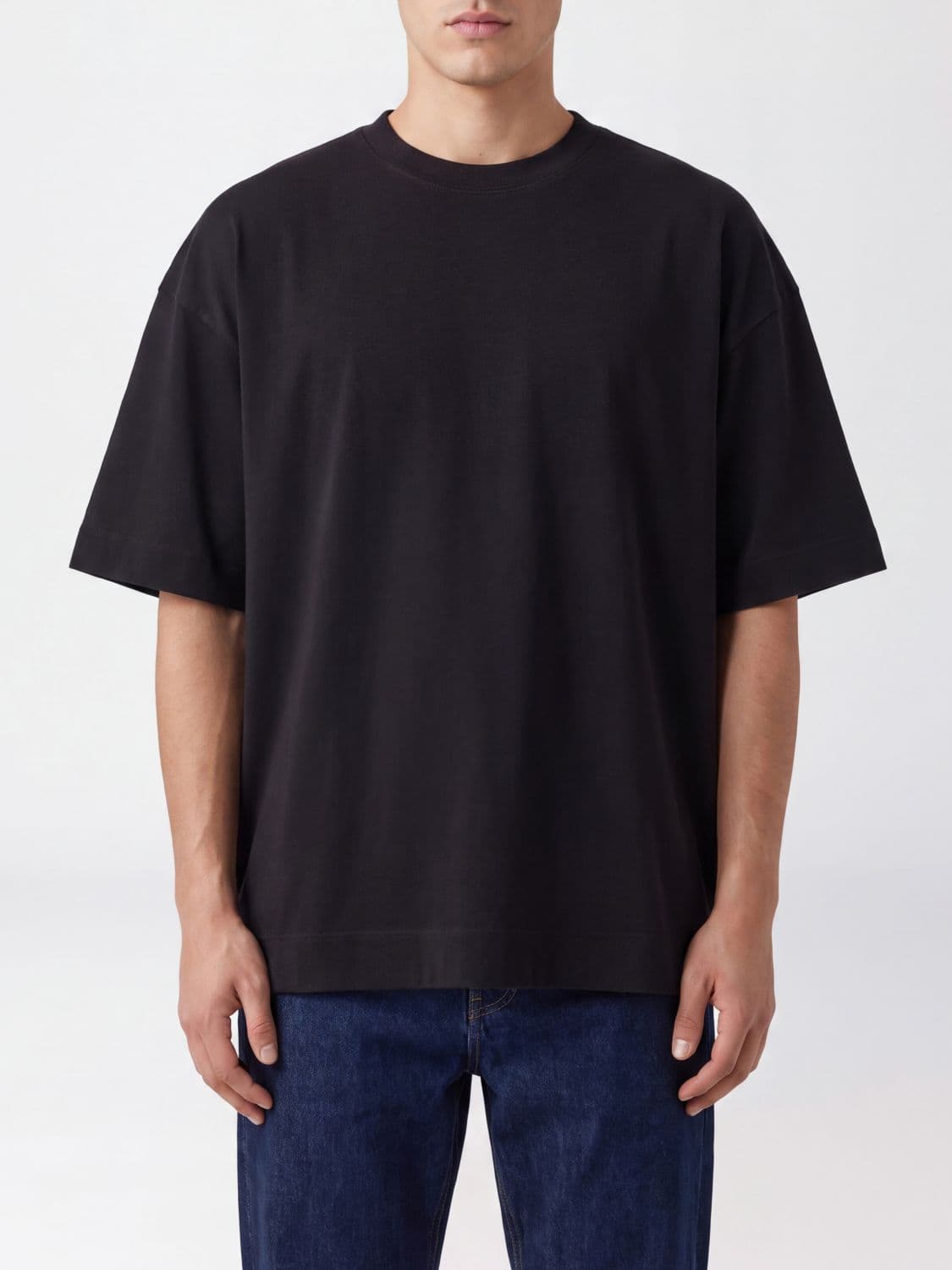 Dries Van Noten Relaxed Fit Cotton T-Shirt with Crewneck and Dropped Shoulders