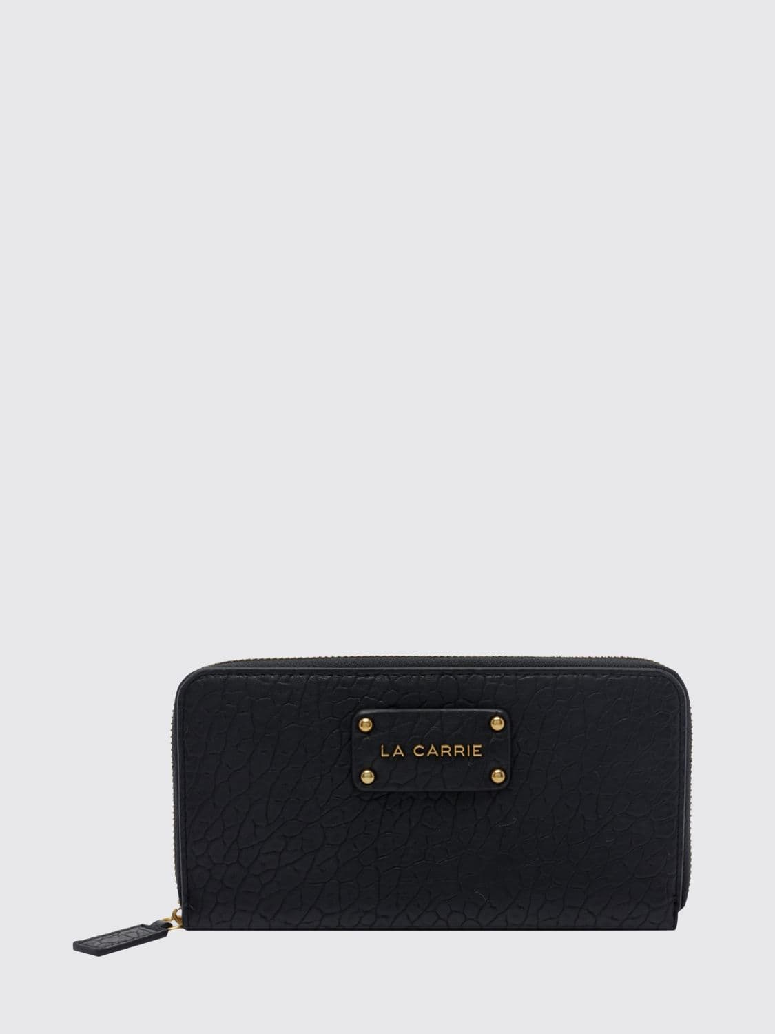 La Carrie Continental Zip-Around Wallet in Grained Faux Leather