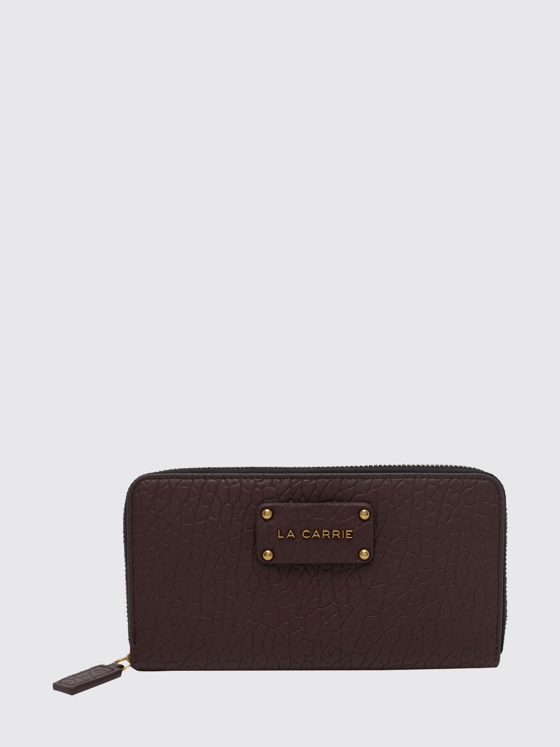 La Carrie Continental Zip-Around Wallet in Grained Faux Leather