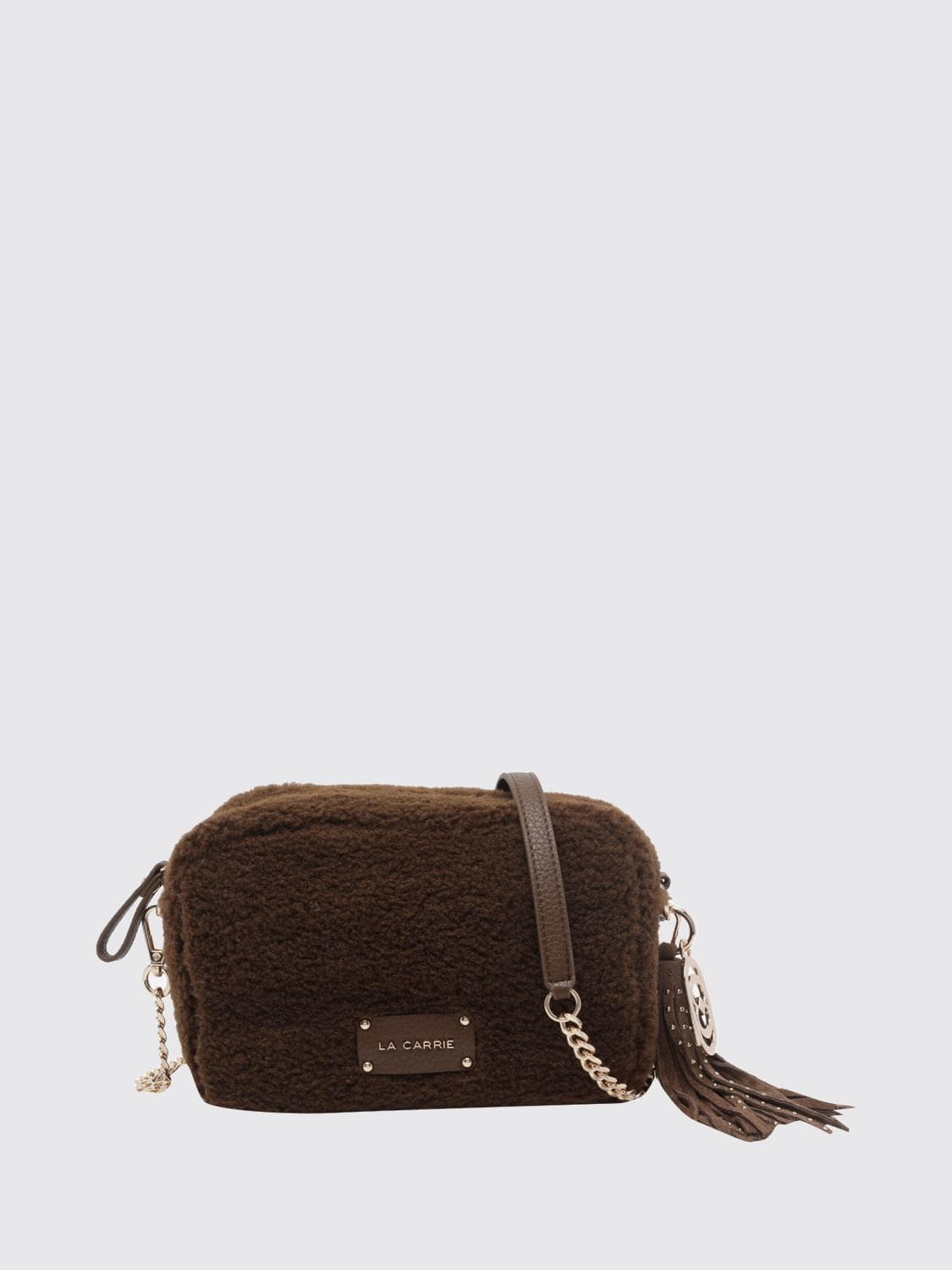 La Carrie Faux Fur Mini Camera Bag with Charms and Tassels · OS