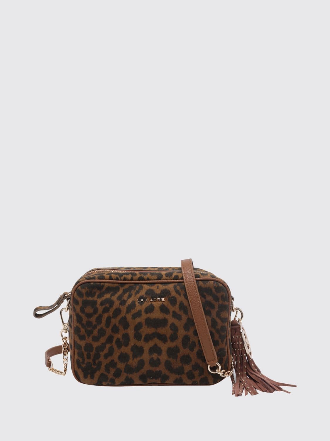 La Carrie Suede Mini Camera Bag with Animal Print and Charms · OS