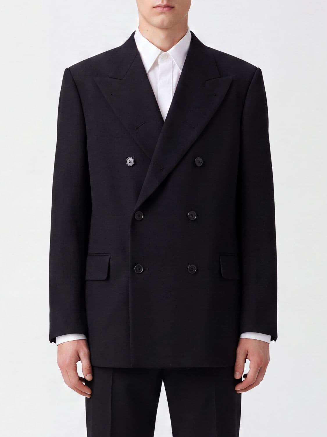 Dries Van Noten Double-Breasted Wool Blazer with Notched Lapels