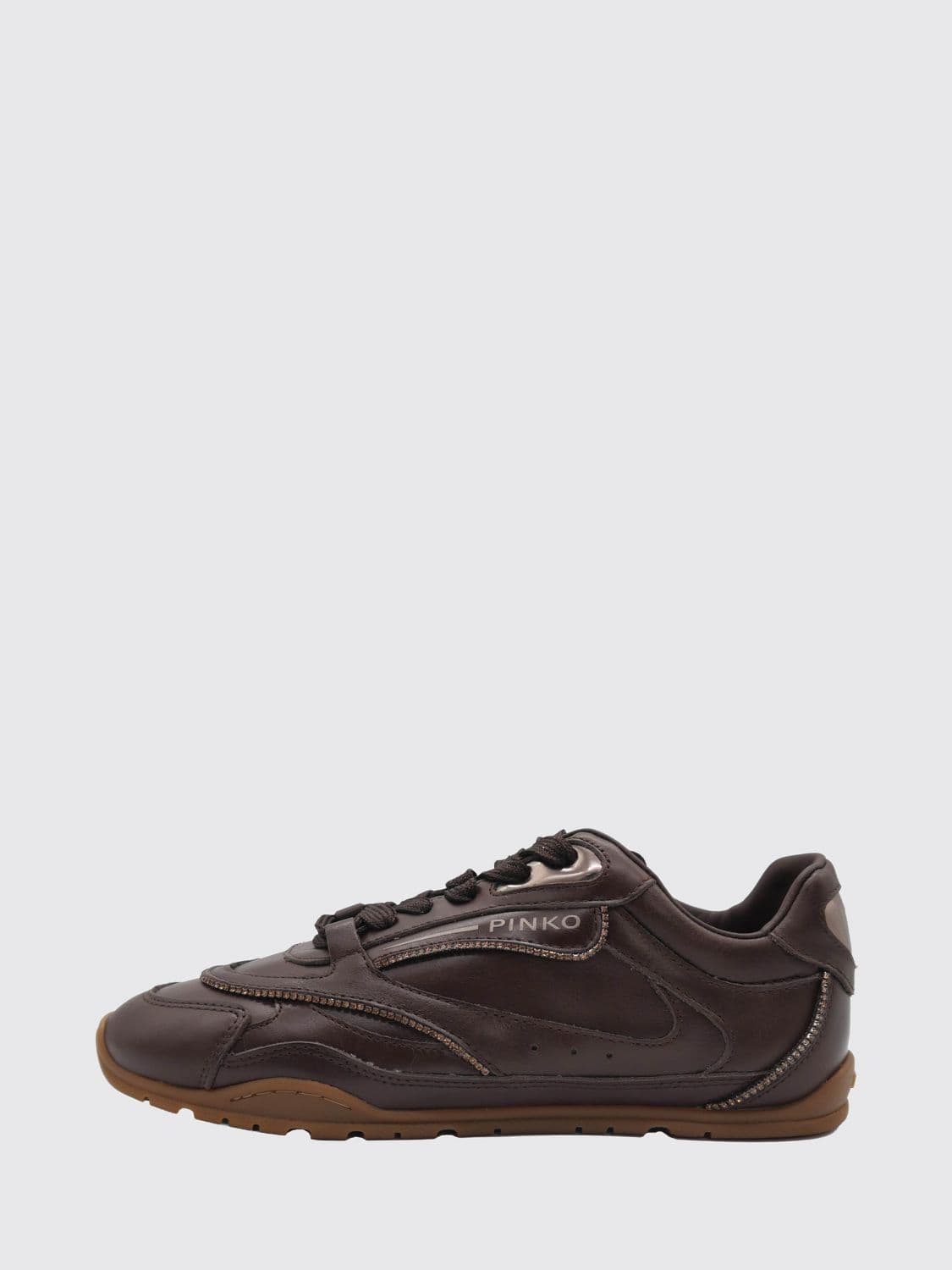 Pinko Yulia Low Top Leather Sneakers with Printed Logo and Padded Ankle