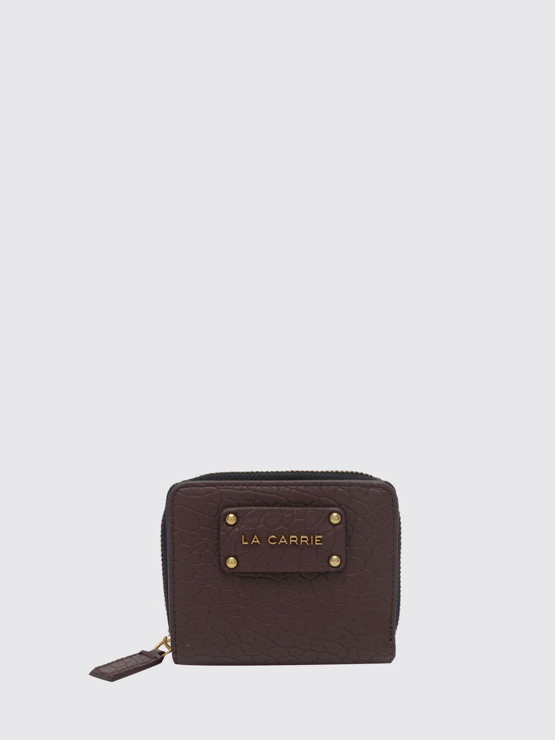 La Carrie Bifold Wallet in Grained Faux Leather with Snap Closure