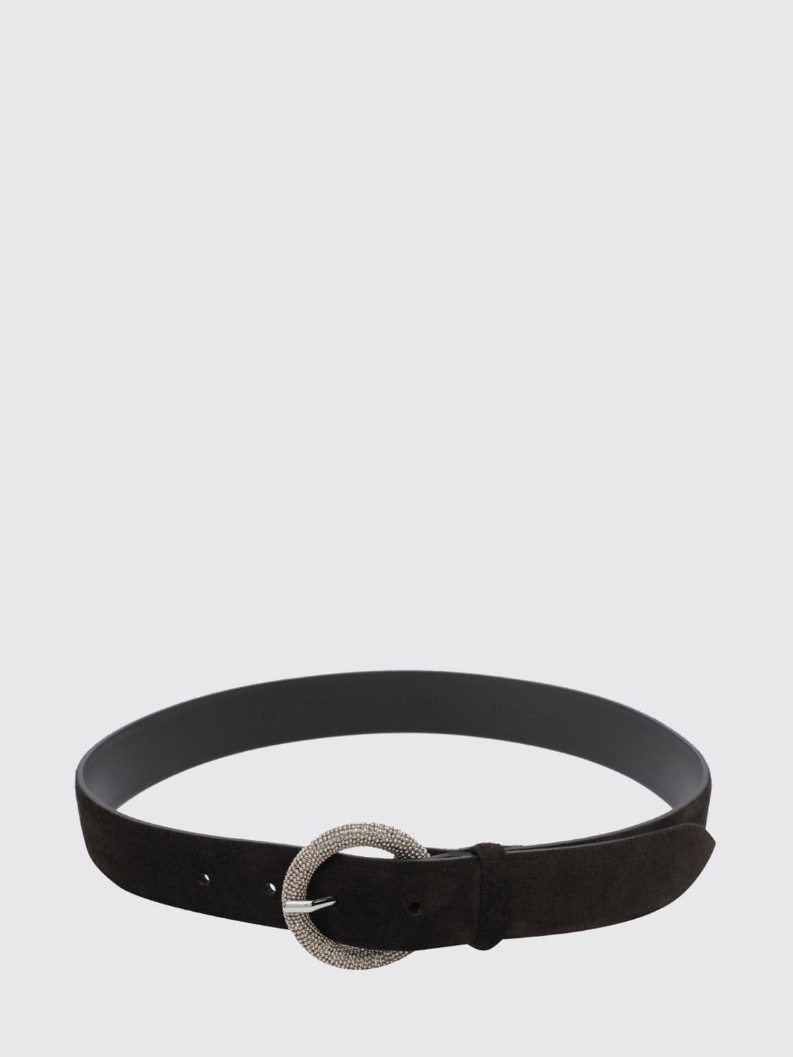 Orciani Suede Leather Belt with Beaded Embroidery and Metal Buckle