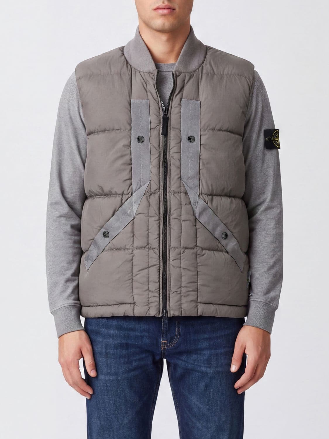 Stone Island Quilted Water-Repellent Tech Fabric Gilet with Bomber Collar