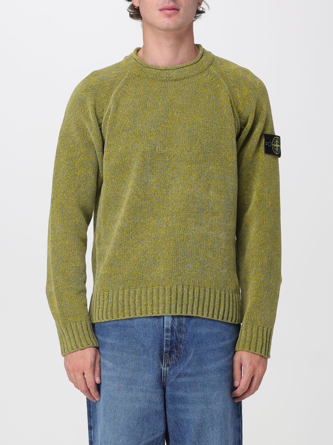 Stone Island Crewneck Cotton Jumper with Compass Logo Patch