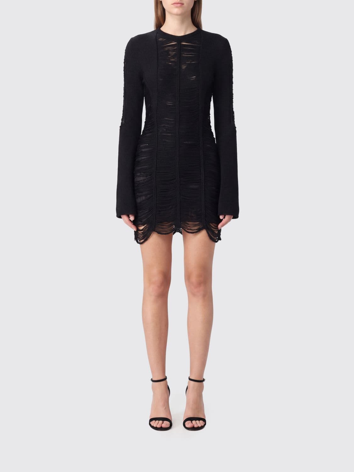 The Attico Slim Fit Knit Sheath Mini Dress with Asymmetrical Hem
