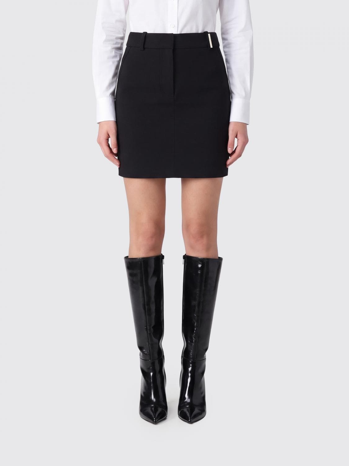 The Attico High-Waisted Viscose Blend Pencil Mini Skirt with a Slim Fit