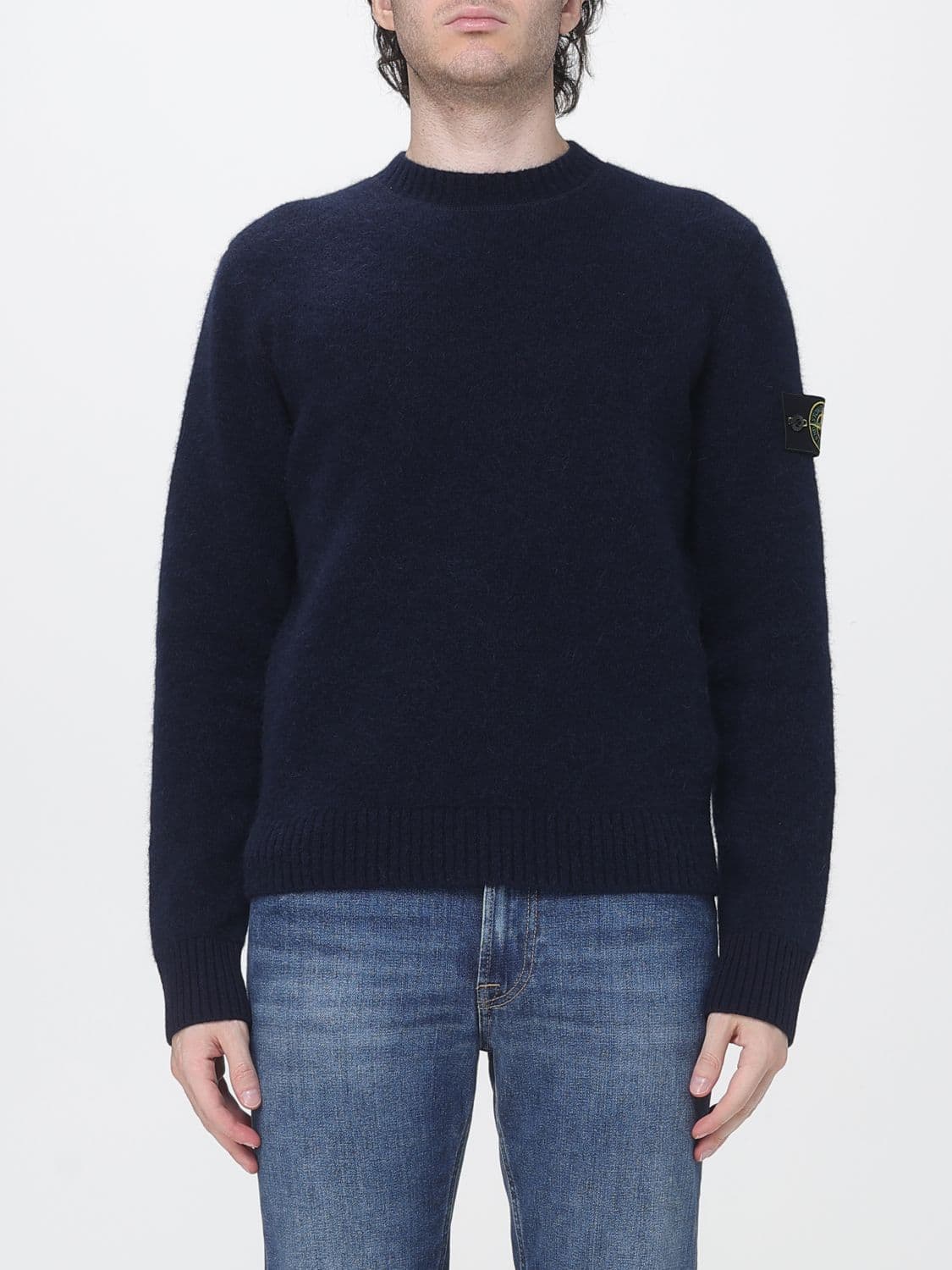 Stone Island Alpaca Blend Crewneck Sweater with Compass Logo Patch