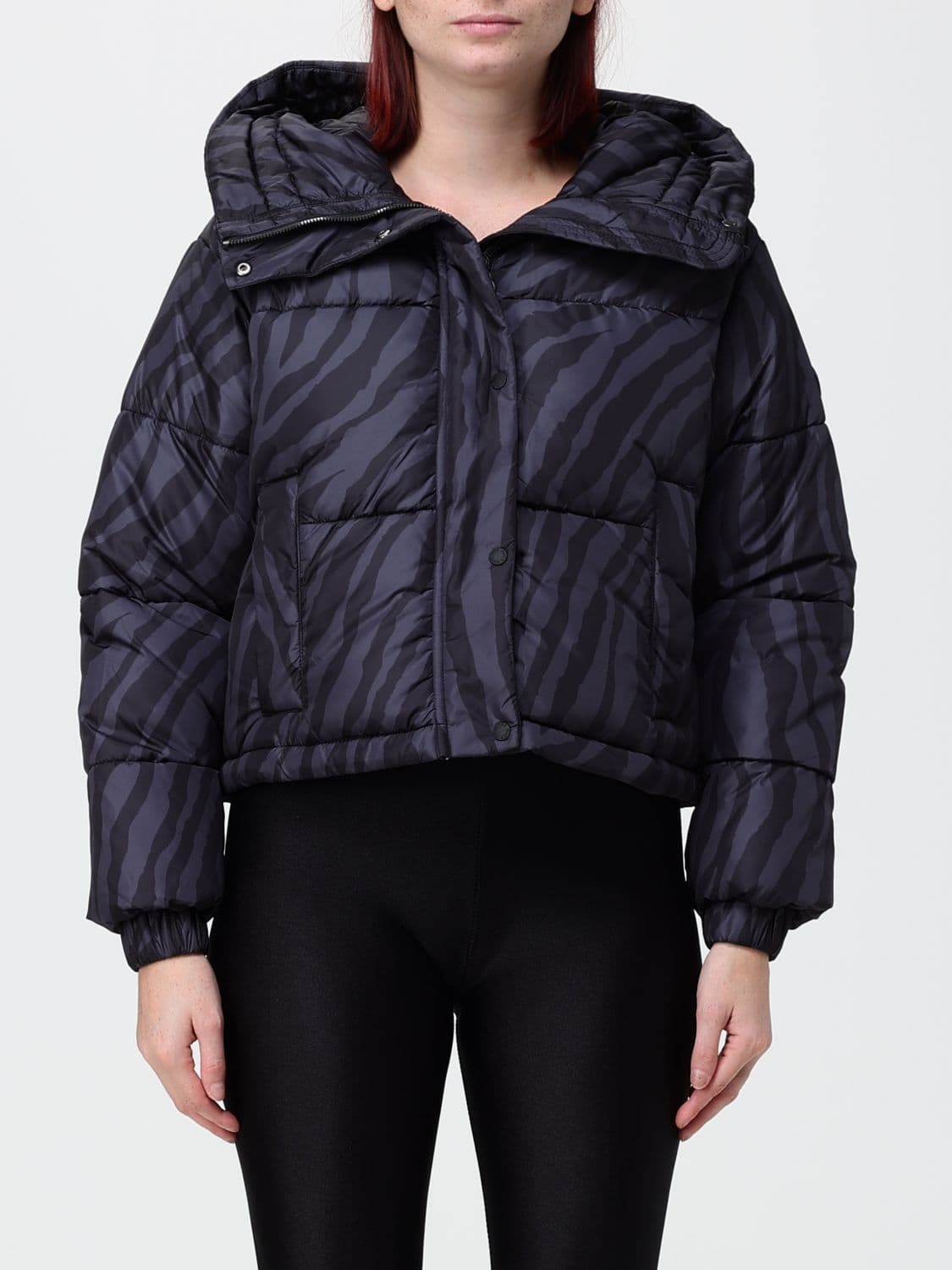Save The Duck Animal Print Puffer Jacket with Sailor Collar