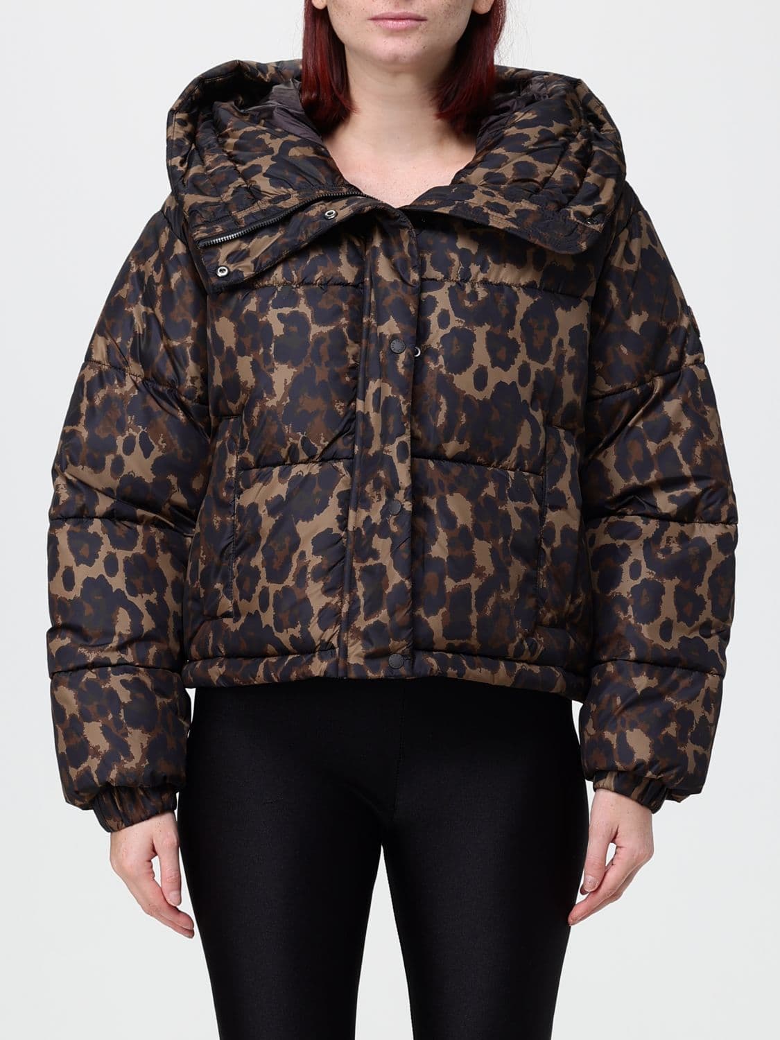 Save The Duck Animal Print Puffer Jacket with Sailor Collar