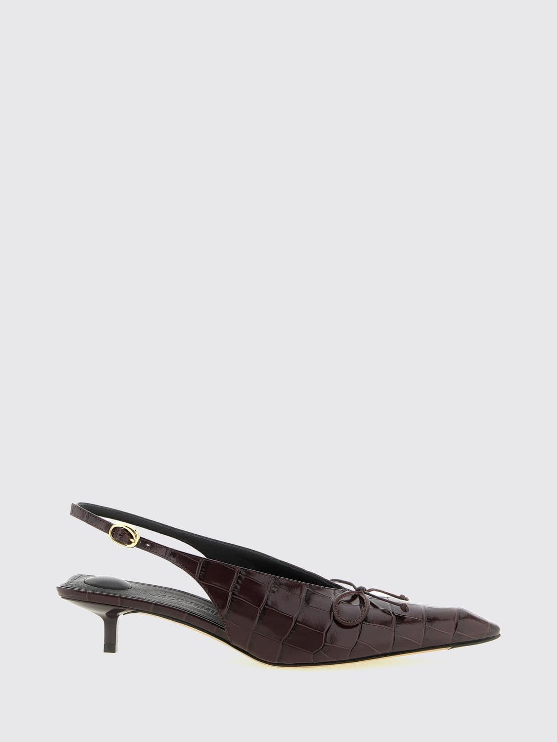 Jacquemus The Cubisto Croc-Effect Leather Slingback Pumps with Bow