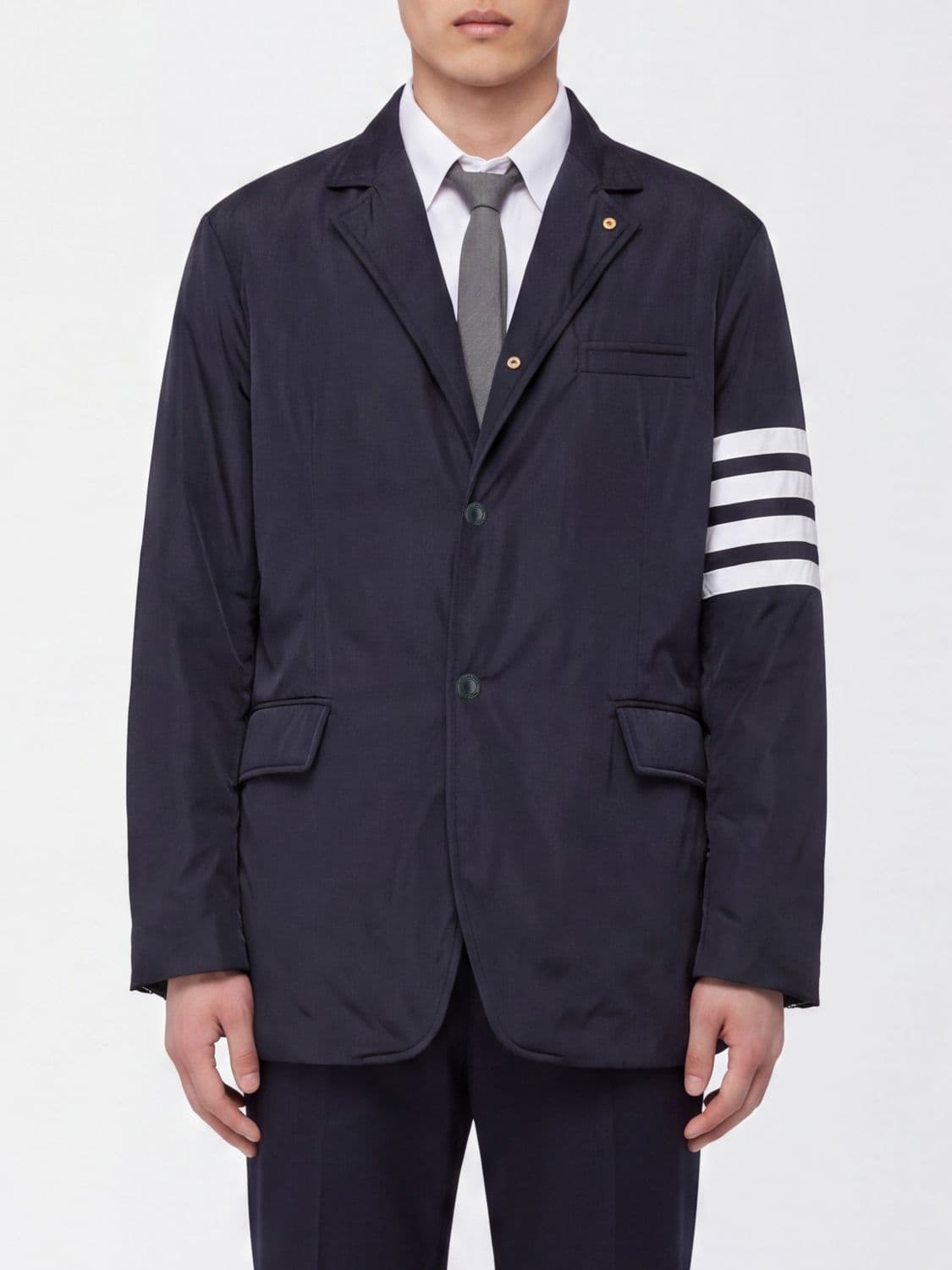 Thom Browne Padded Technical Fabric Jacket with 4-Bar Detail and Lapels