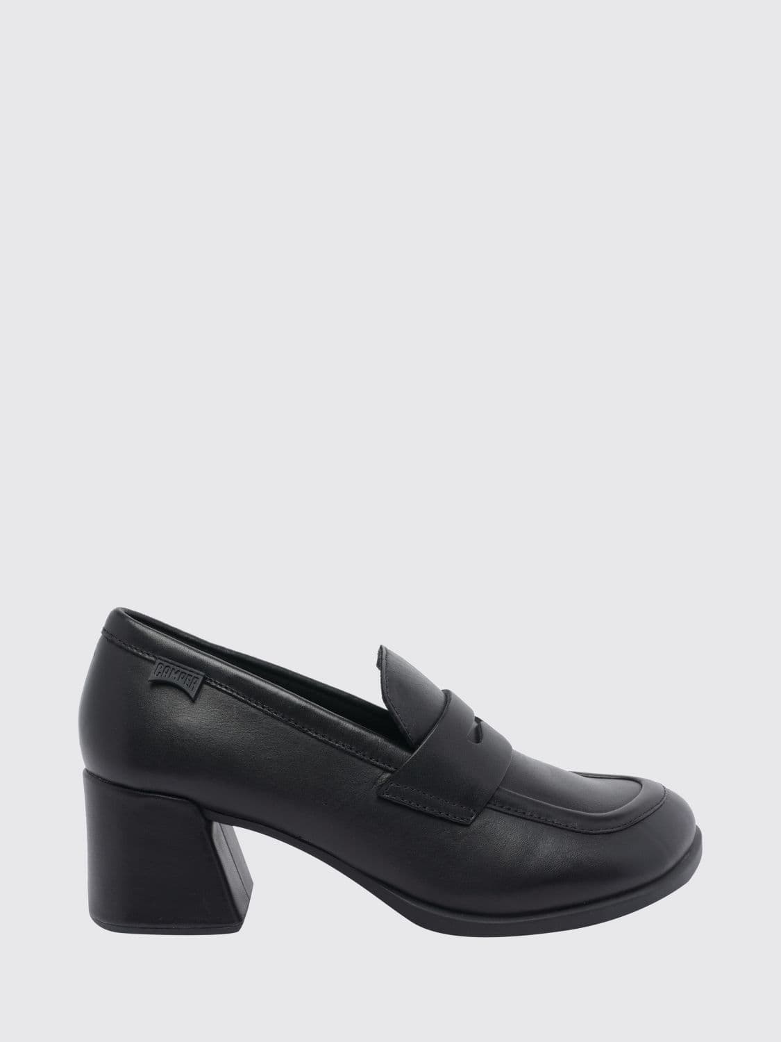 Camper Kora Calf Leather Loafers with Medium Heel and Rounded Toe