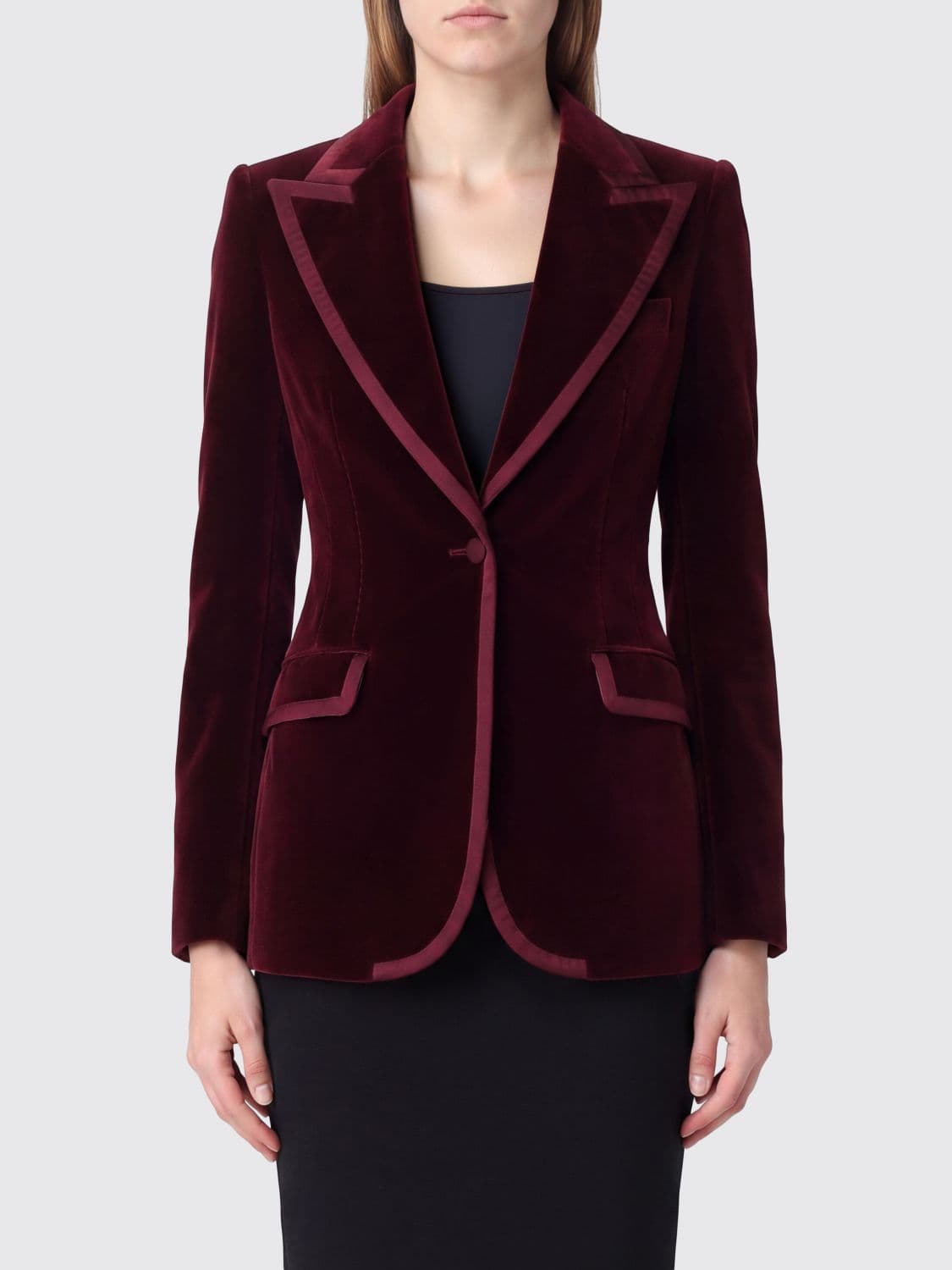 Dolce & Gabbana Single-Breasted Cotton and Silk Velvet Blazer with Peak Lapels
