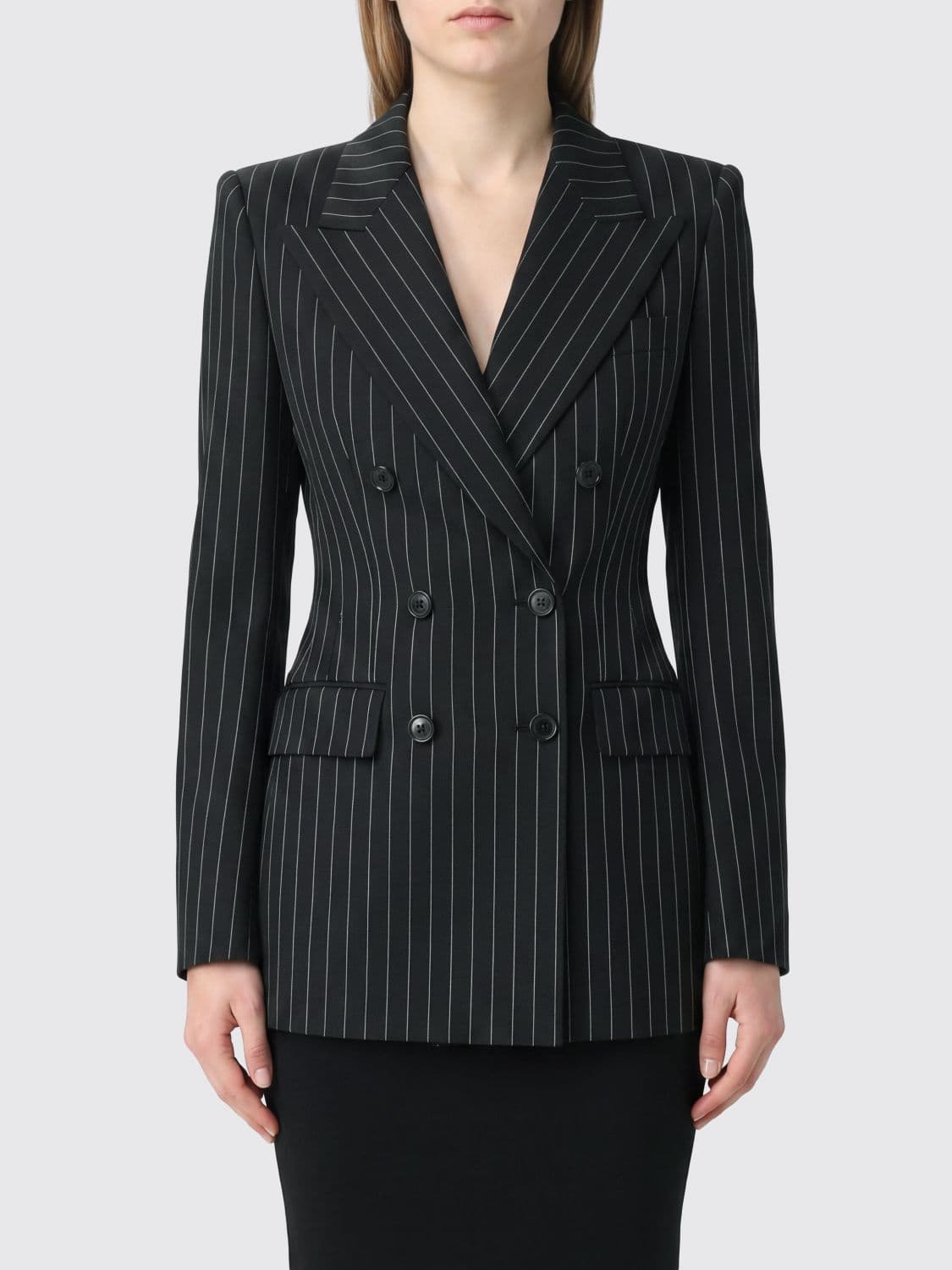 Dolce & Gabbana Pinstriped Double-Breasted Slim Fit Virgin Wool Blazer