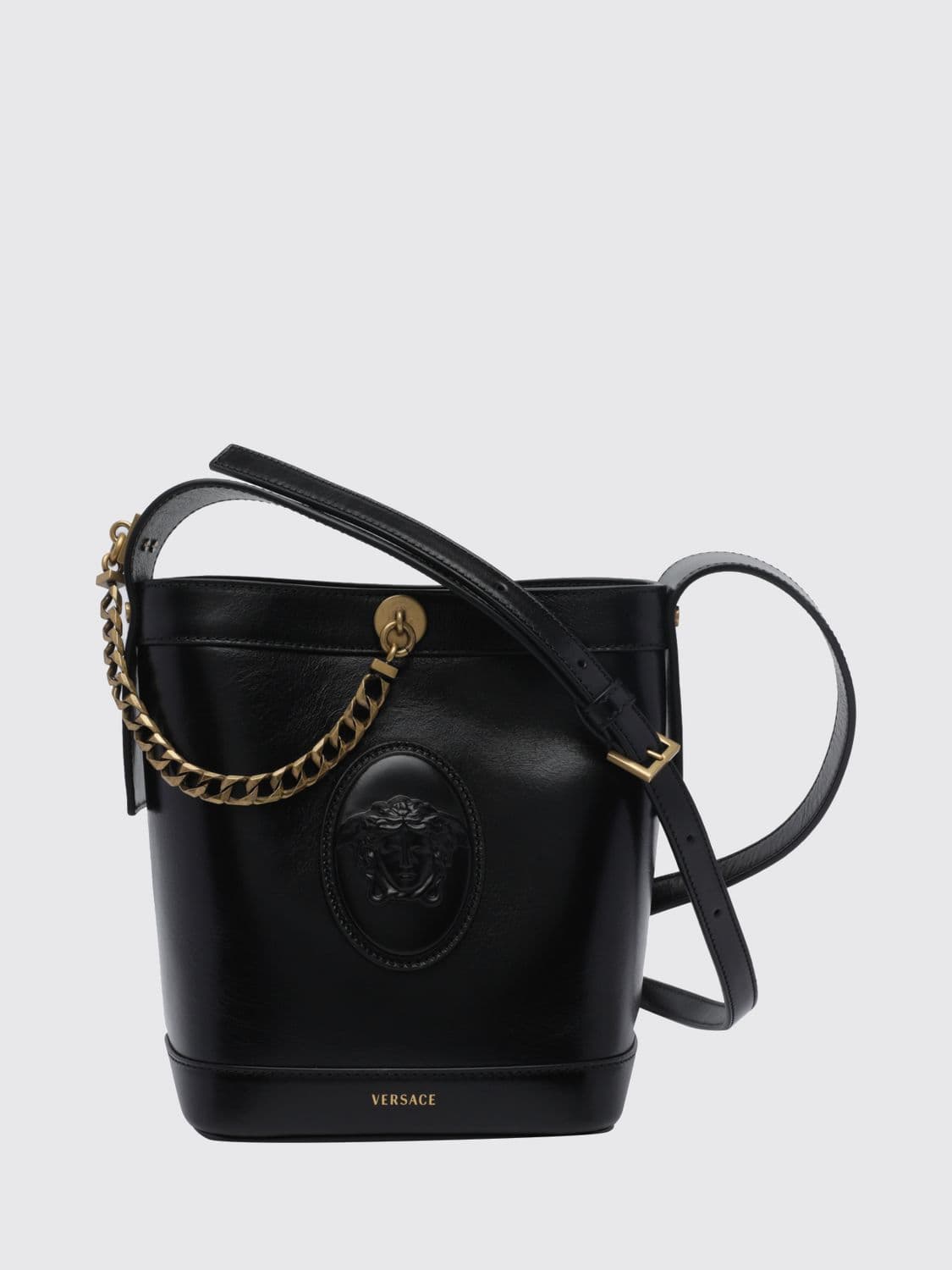 Versace Medusa '95 Leather Mini Bucket Bag with Metal Mesh · OS