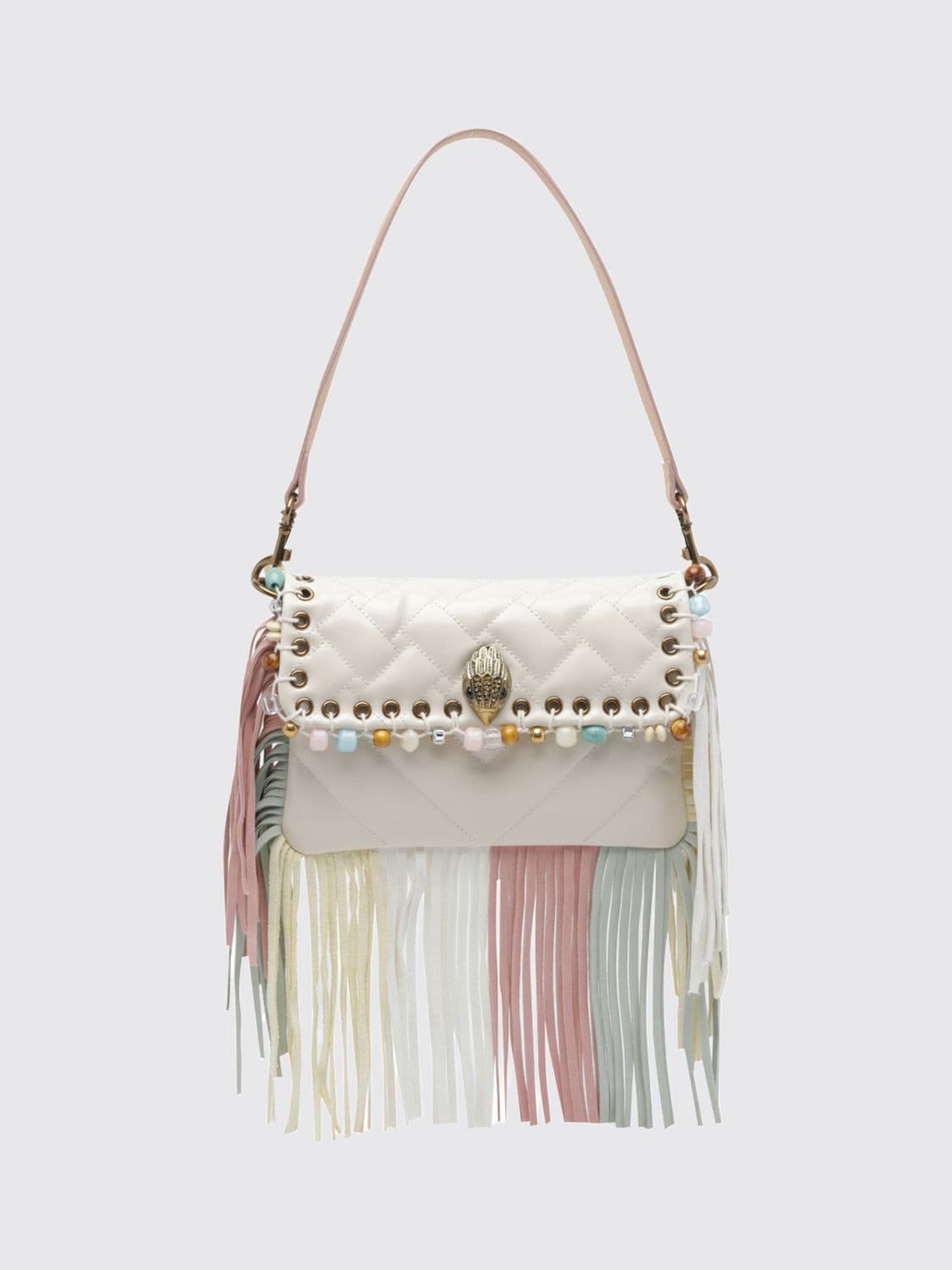 Kurt Geiger London Oxford Leather Mini Shoulder Bag with Embroidery and Stones