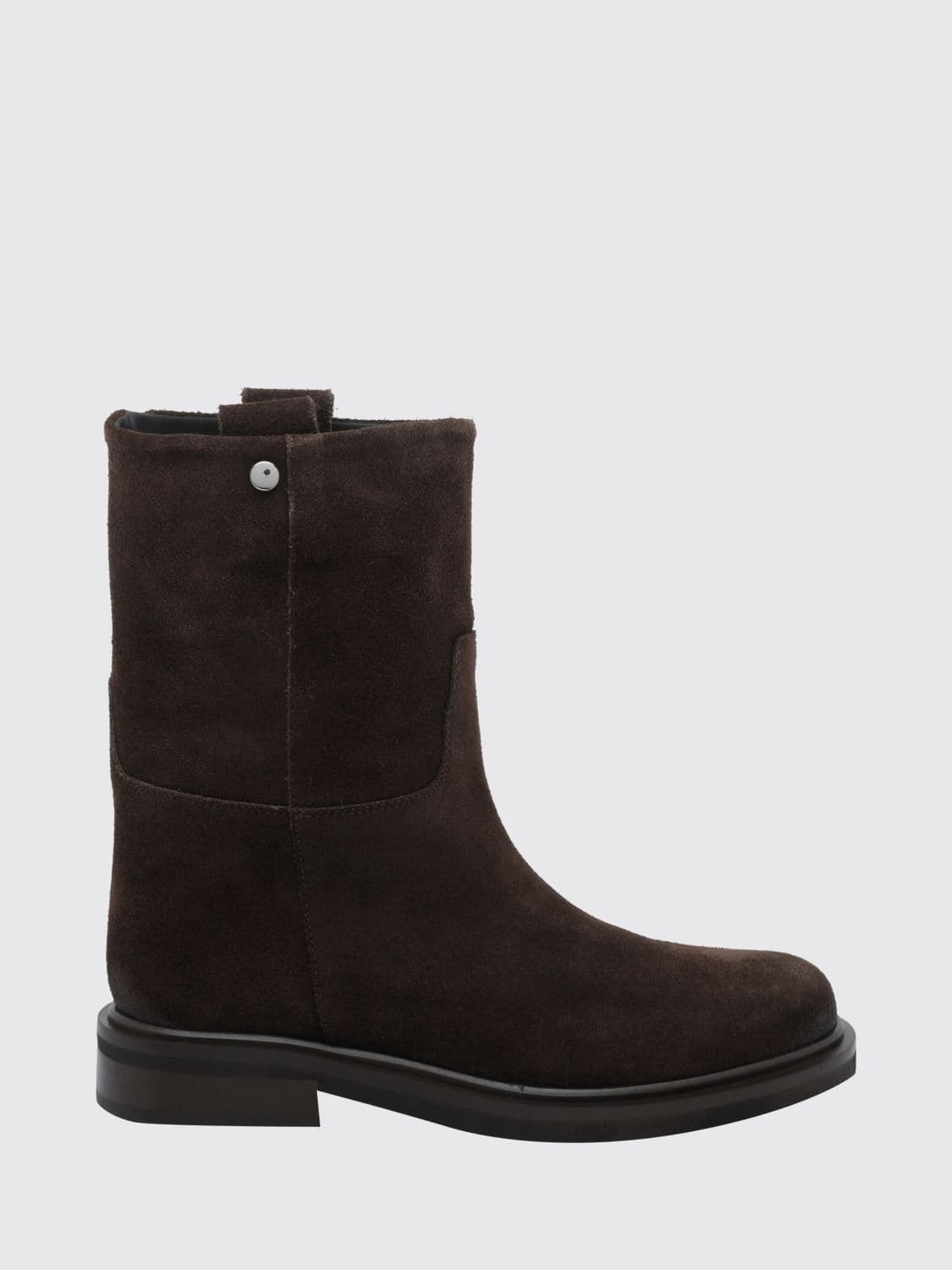 Poeve Smooth Leather Biker Boots with Double Pull Tab