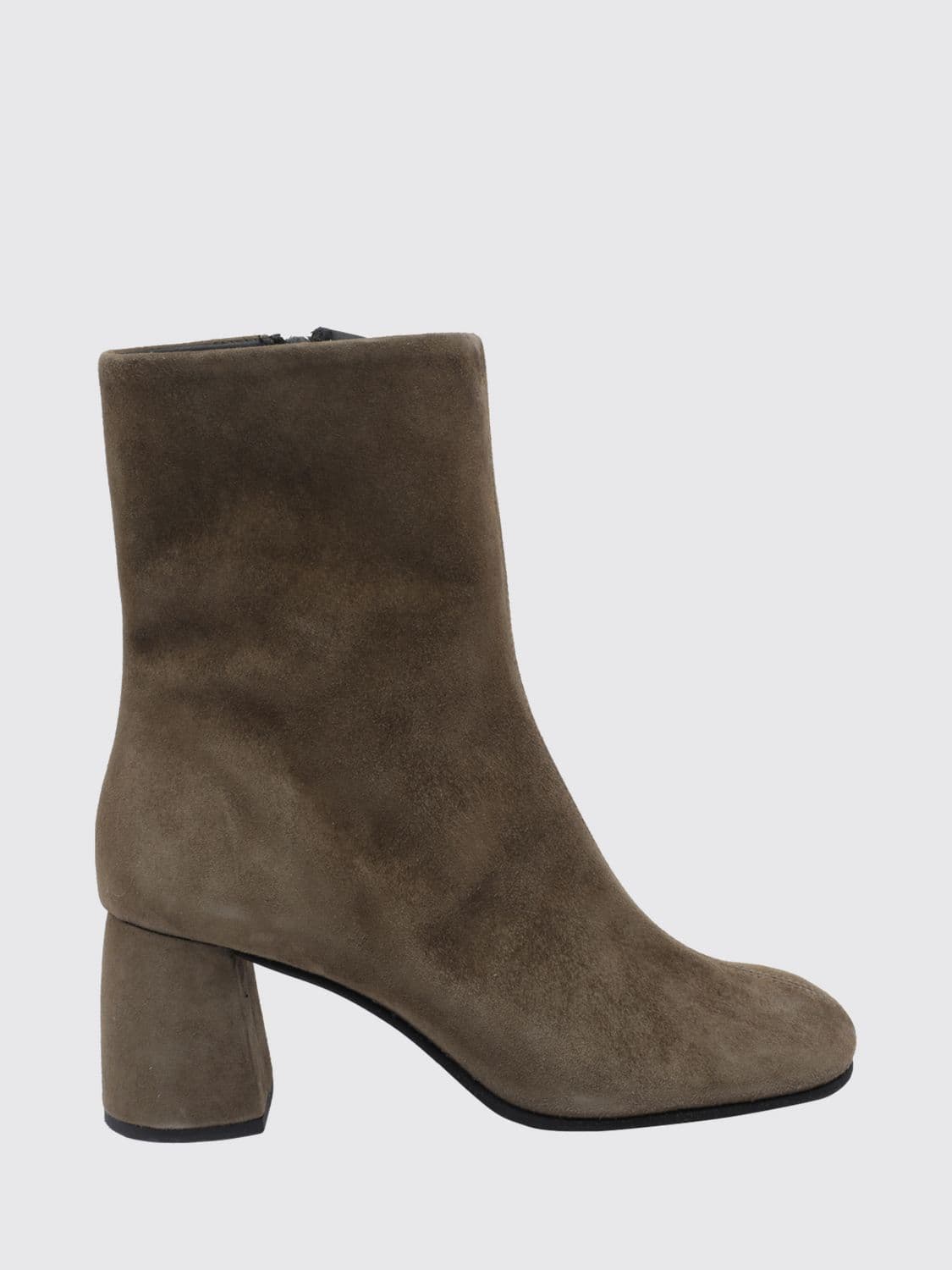 Poeve Bicolour Suede Ankle Boots with Medium Heel and Side Zip