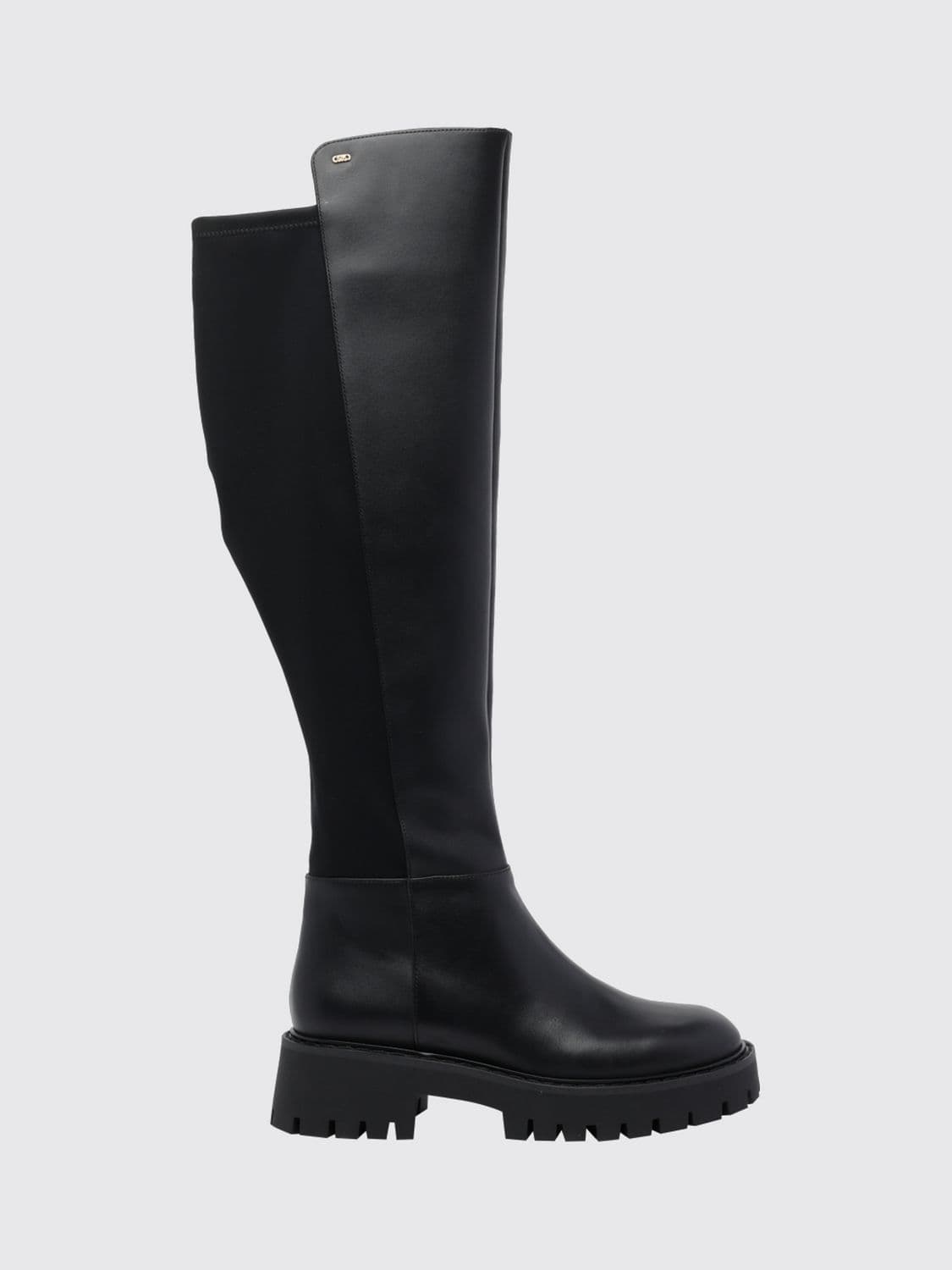 Michael Kors Asher Over-the-Knee Boots in Leather and Stretch Fabric with Lug Sole