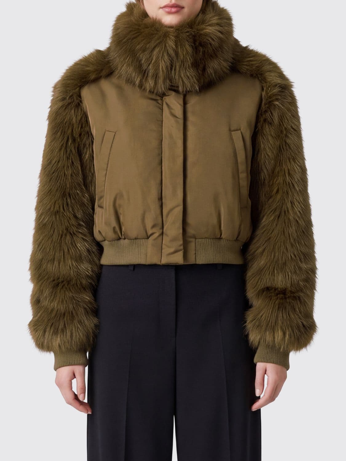 Fabiana Filippi Virgin Wool Blend Jacket with High Neck and Concealed Closure