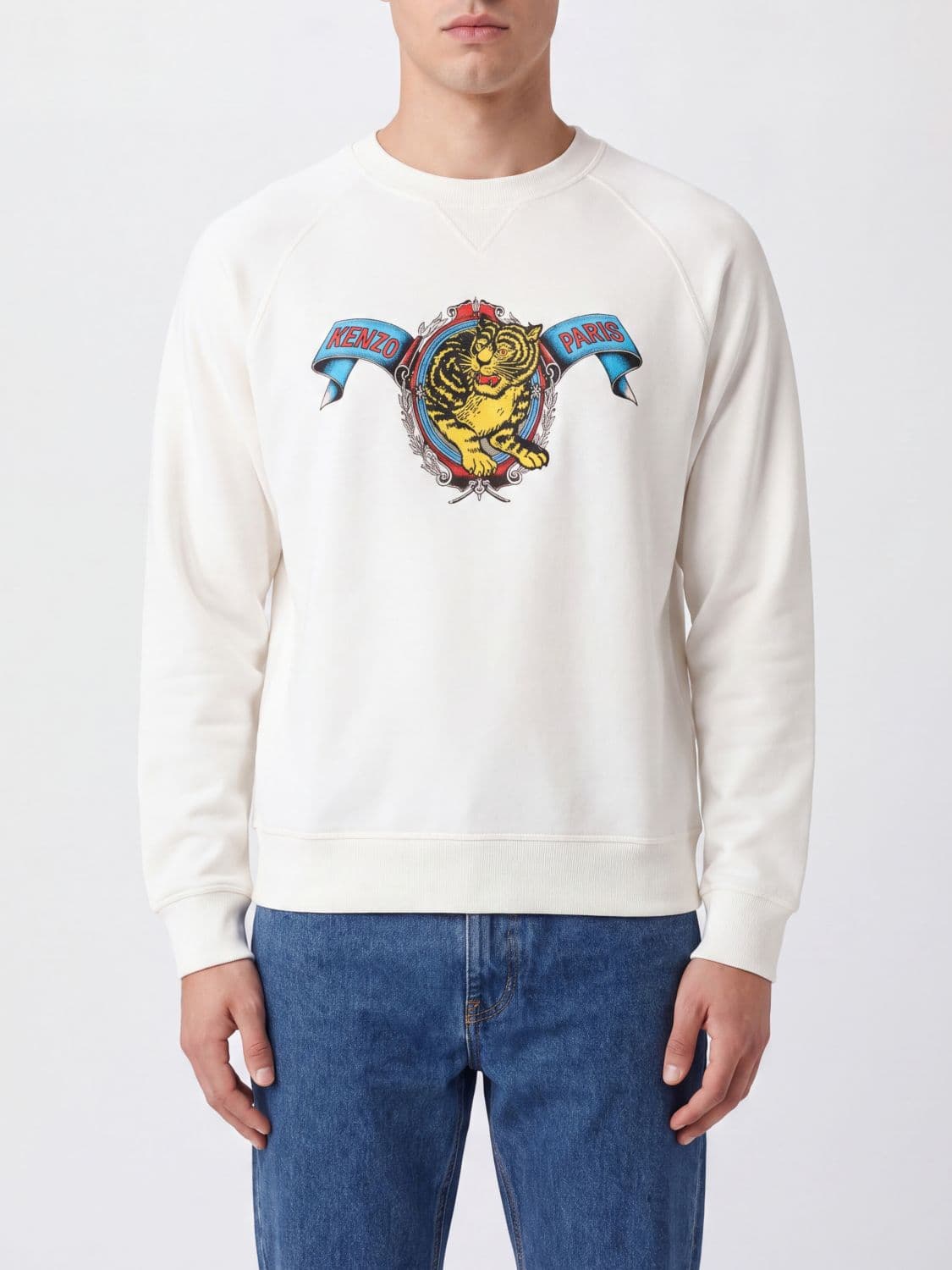 Kenzo Tiger Paris Relaxed Fit Cotton Blend Sweatshirt with Dropped Shoulders