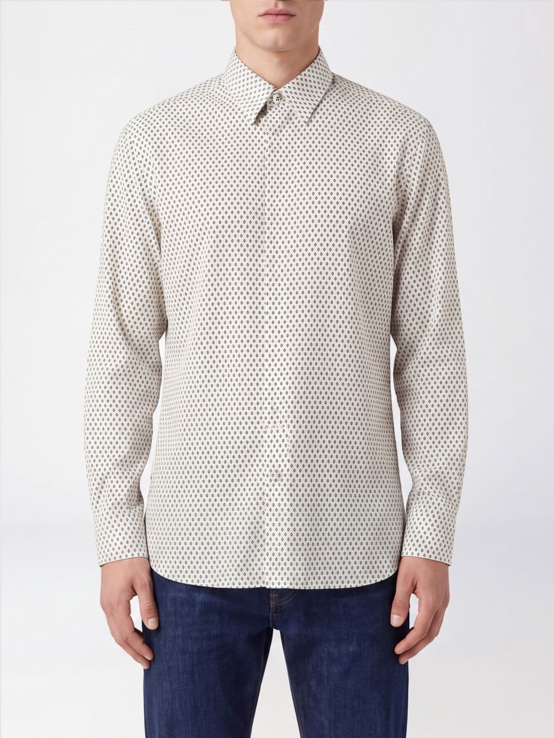 Tom Ford Slim Fit Geometric Print Silk Shirt with French Collar