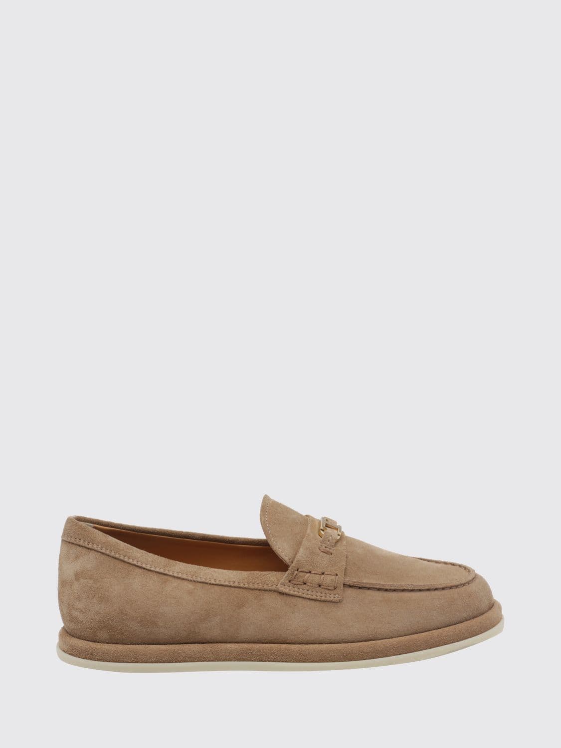 Tod's Suede Loafers with T Timeless Buckle and Rubber Sole