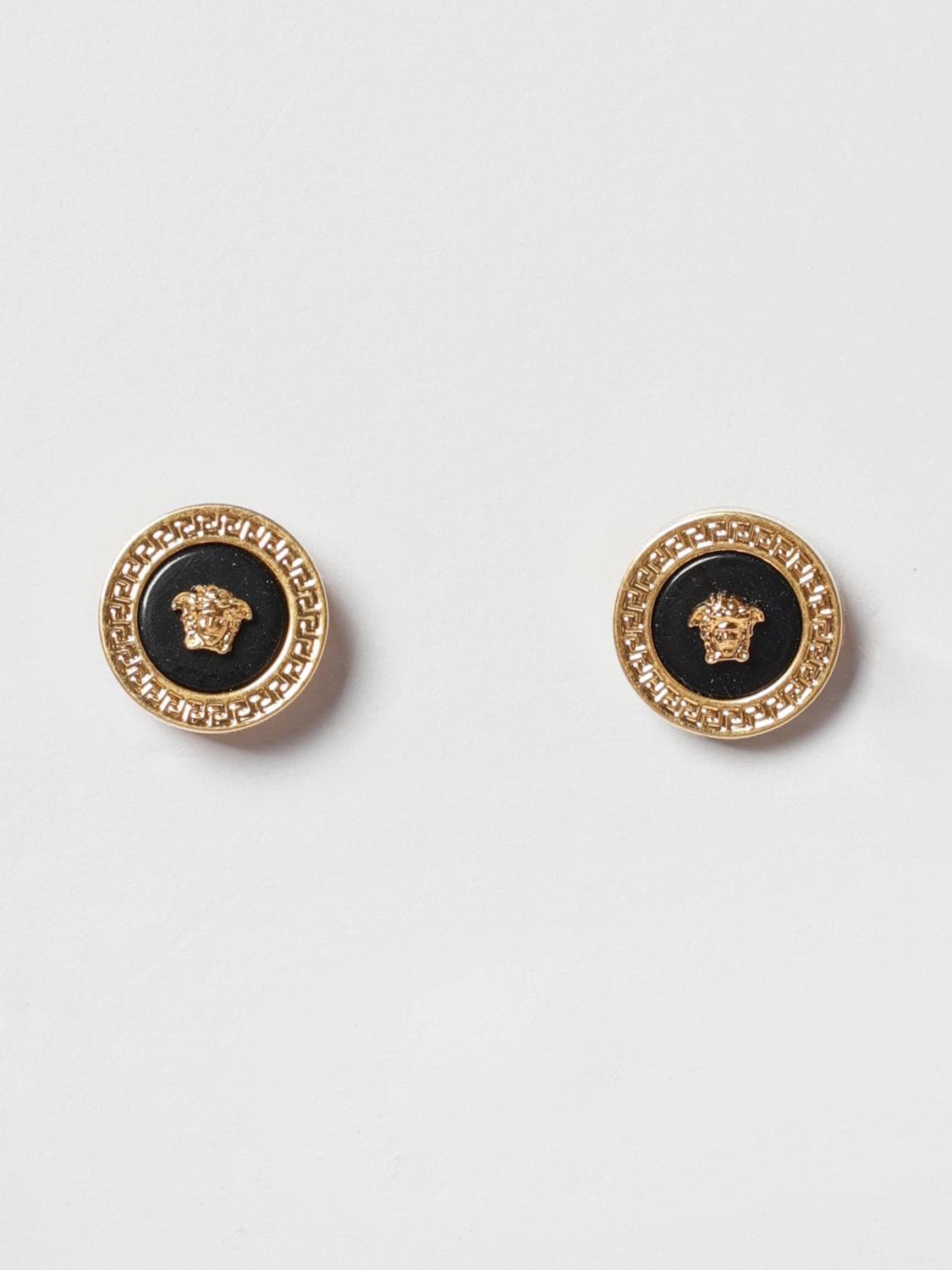 Versace Medusa Stud Earrings in Metal with Greca Motif