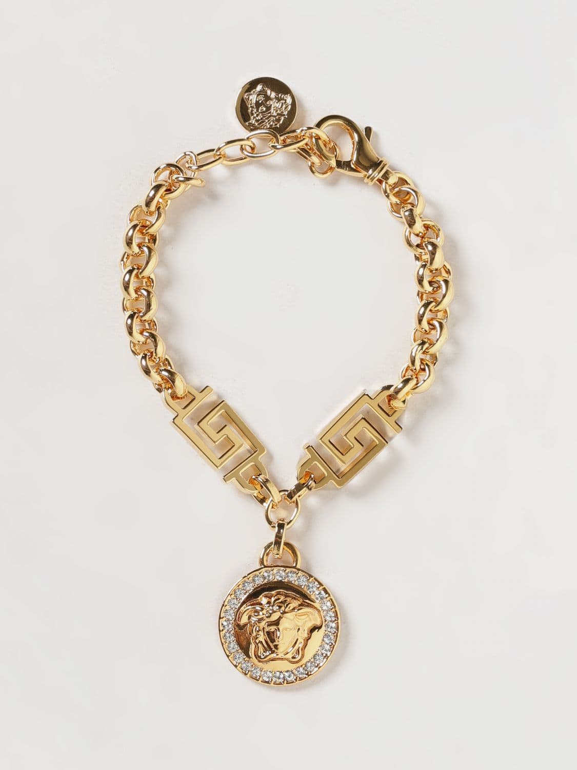 Versace Medusa Gold-Tone Brass Bracelet with Rhinestones and Adjustable Closure · OS