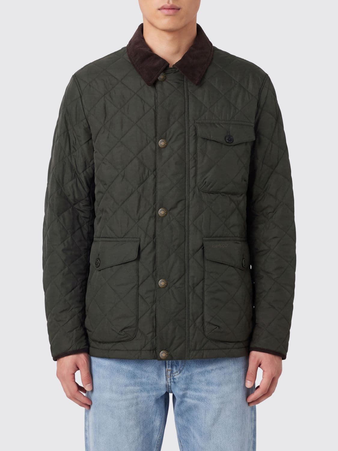 Barbour Hornby Quilted Polyester Jacket with Velvet Collar
