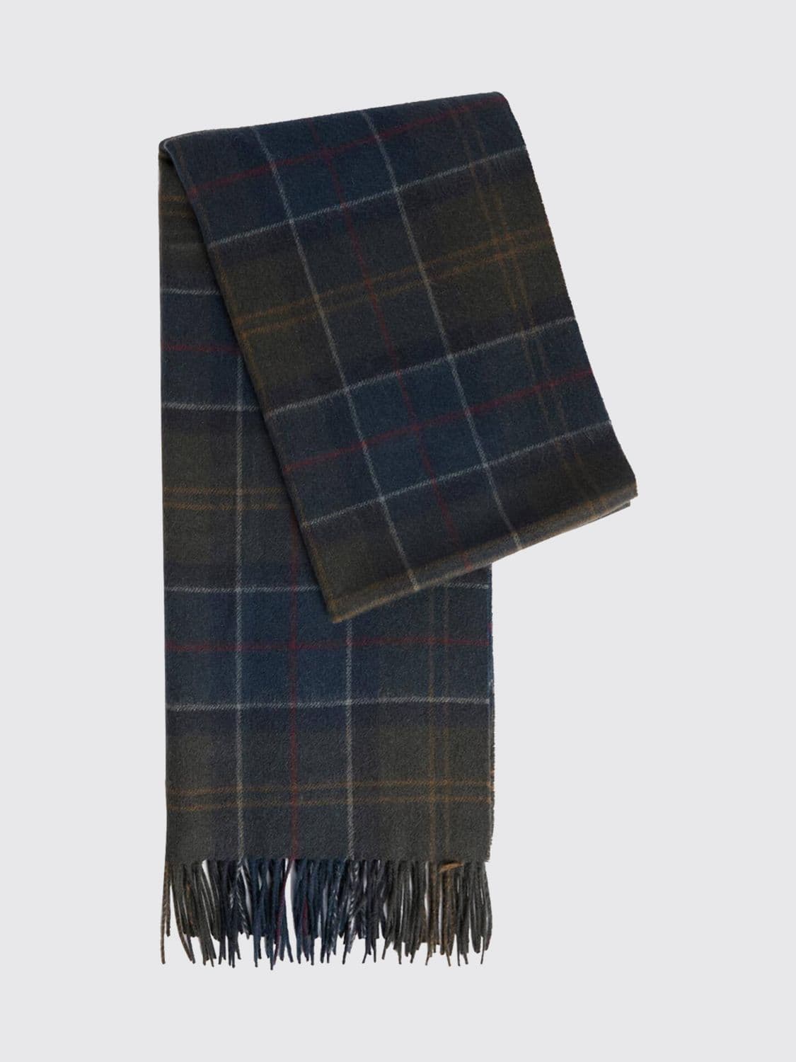 Barbour Braden Check Lambswool Scarf with Fringed Edges