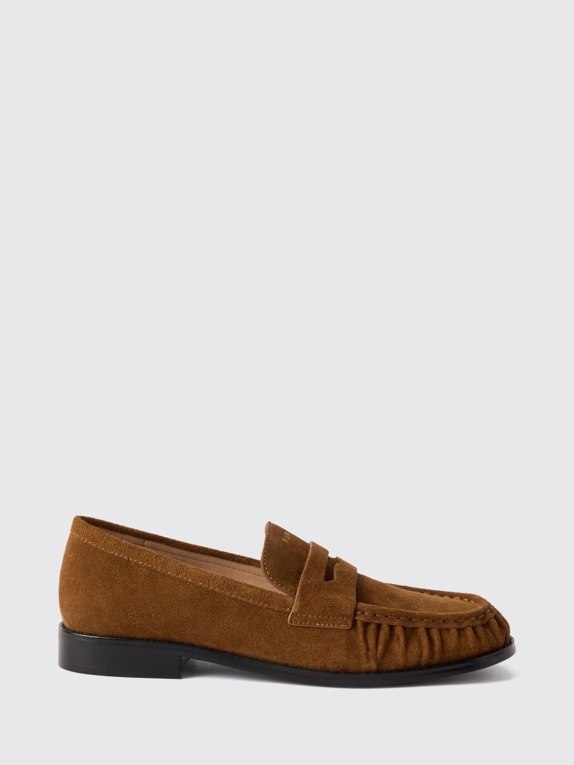 Furla Suede Penny Loafers with a Round Toe and Rubber Sole