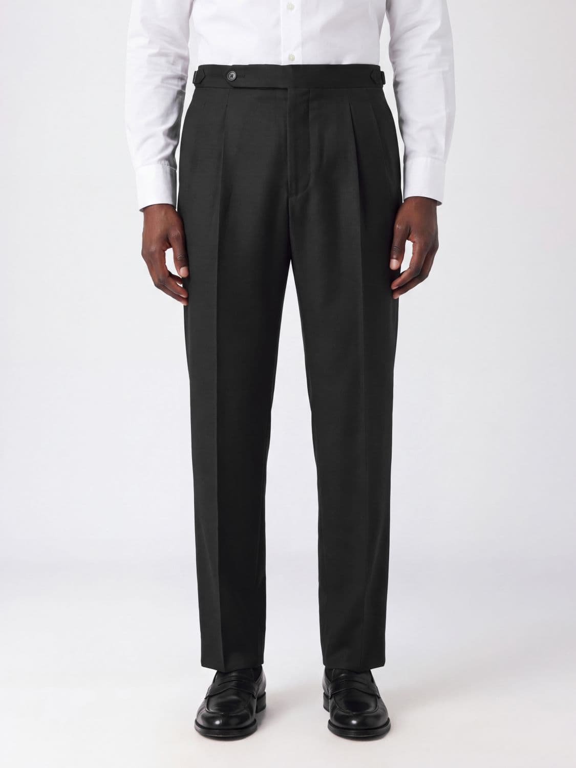 Boss Slim Fit Virgin Wool Tailored Trousers with Pleats and Mid-Rise