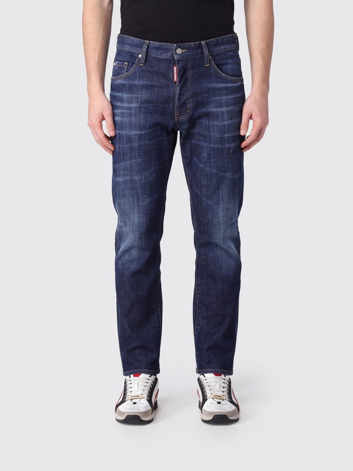 Dsquared2 Bro Mid-Rise Straight Fit Jeans in Stretch Cotton Denim