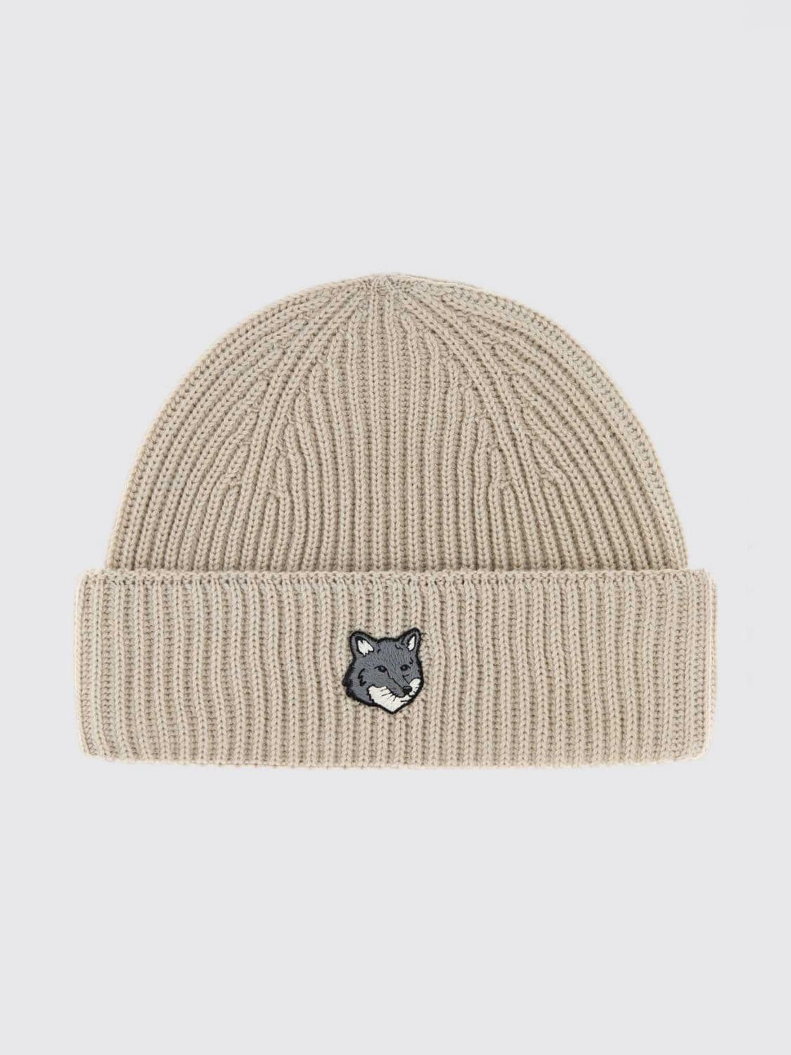 Maison Kitsuné Ribbed Wool Beanie with a Cuff and Contrast Logo · OS